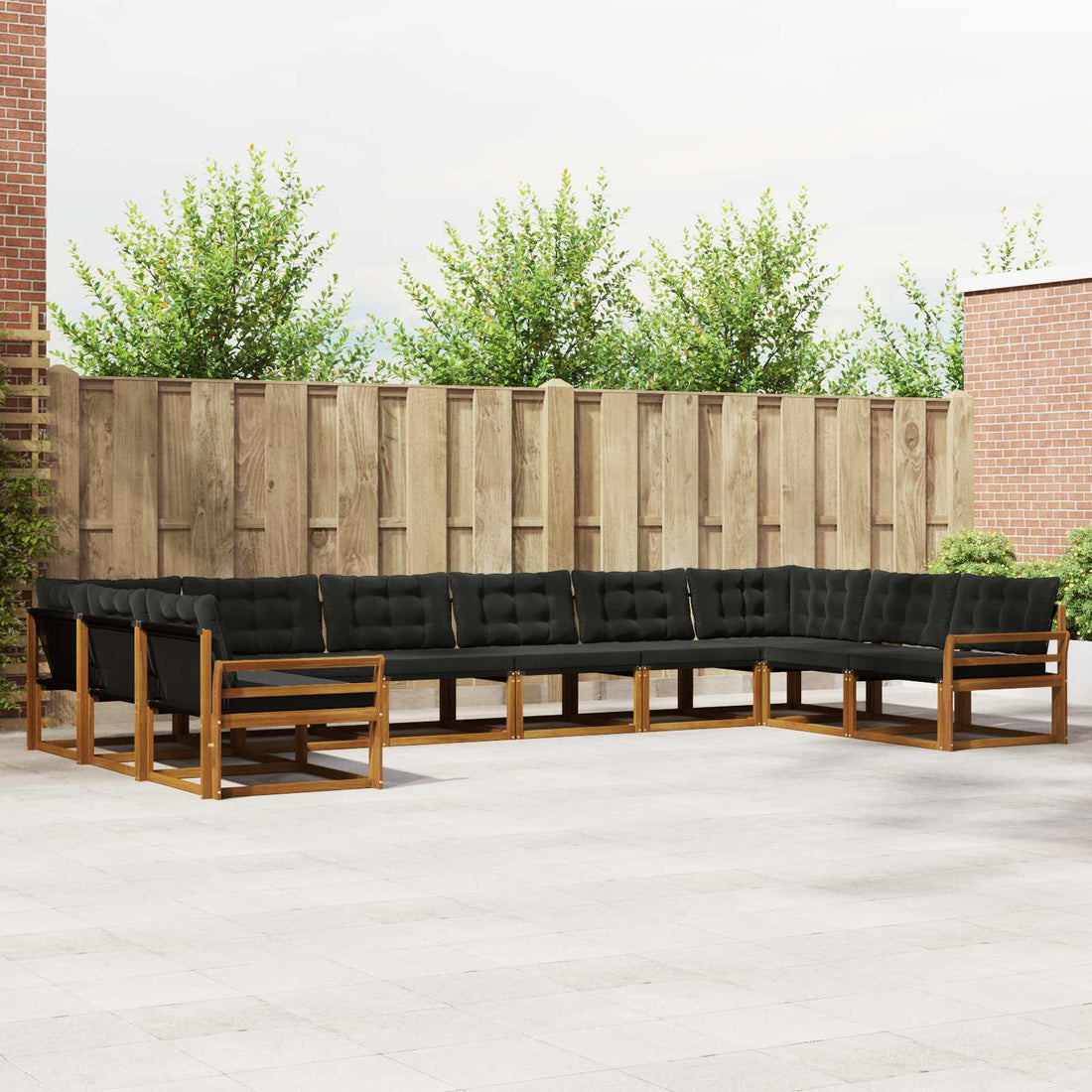 vidaXL Conjunto de sofás de exterior 10 uds. Natural y negro