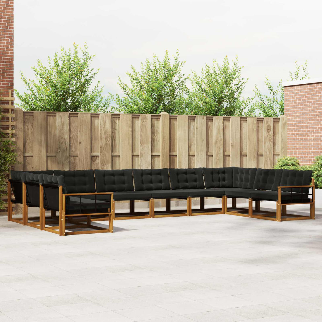 vidaXL Conjunto de sofás de exterior 10 uds. Natural y negro