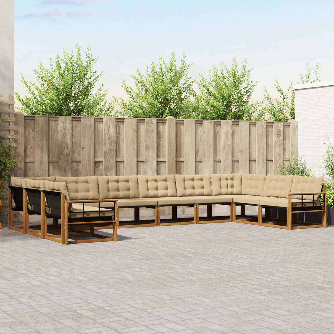 vidaXL Conjunto de sofás de exterior 10 uds. Natural y Beige