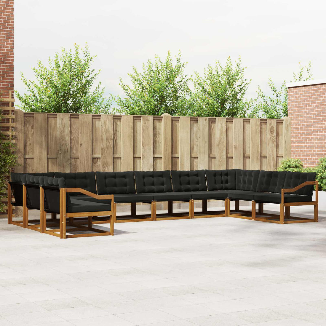 vidaXL Conjunto de sofás de exterior 10 uds. Natural y negro