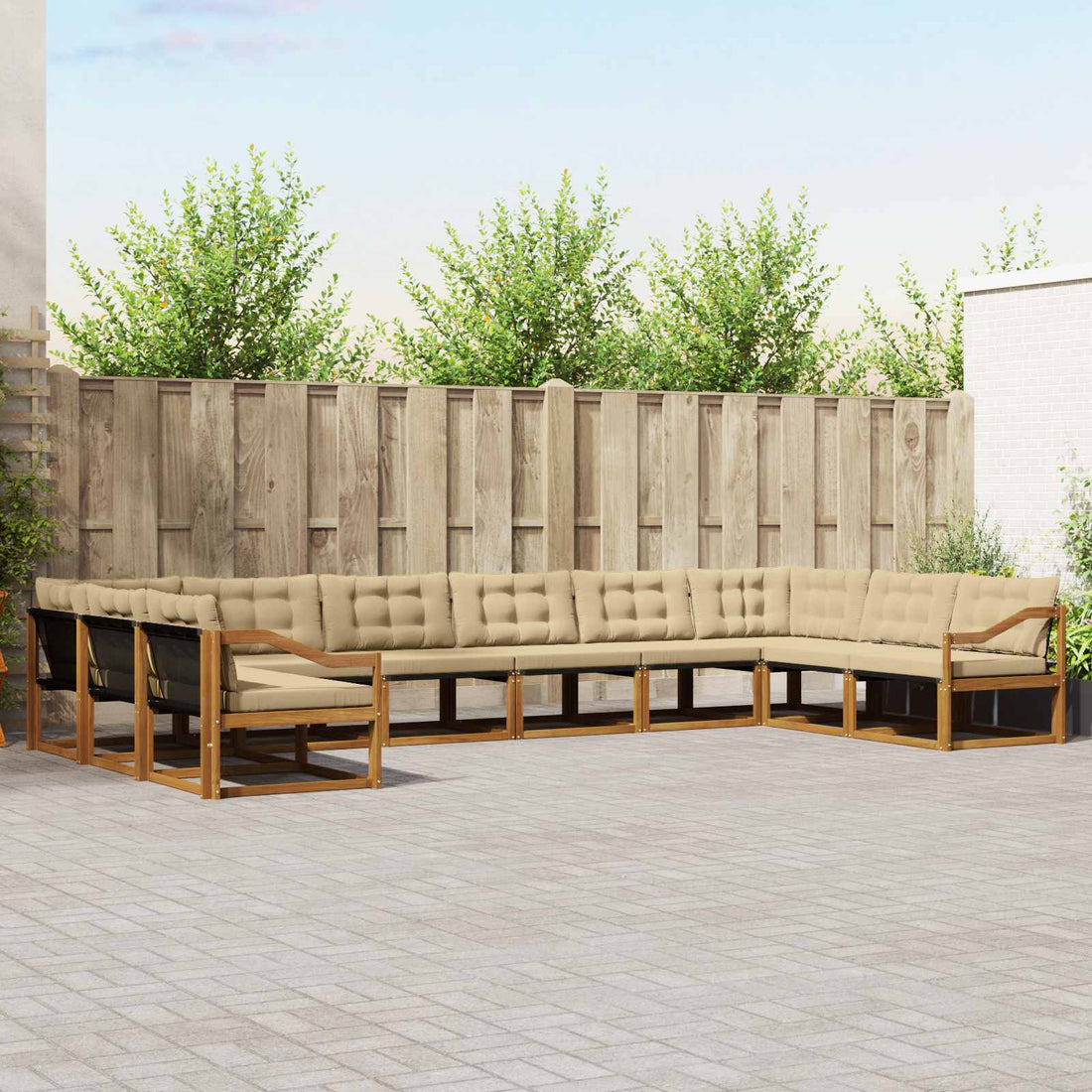 vidaXL Conjunto de sofás de exterior 10 uds. Natural y Beige
