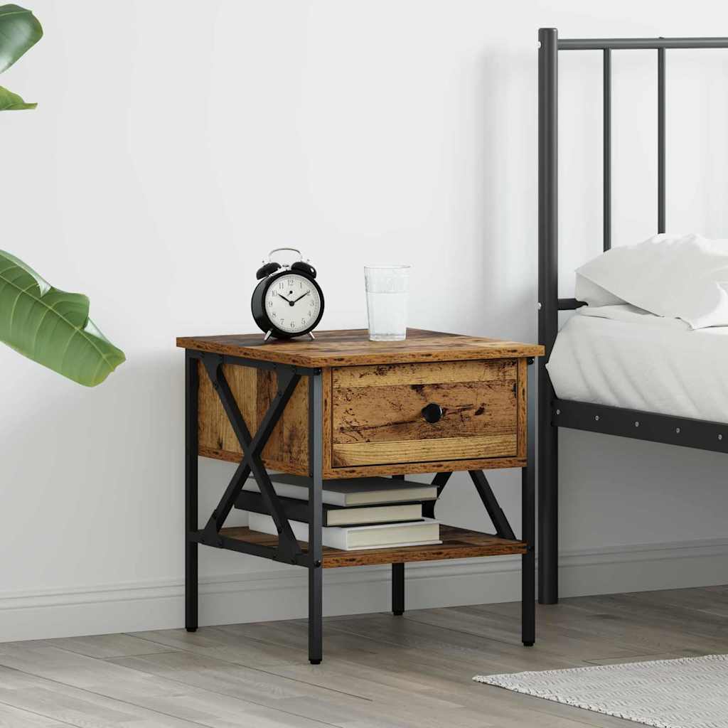 vidaXL Armario de Noche con cajón Madera vieja 40 x 42 x 45 cm