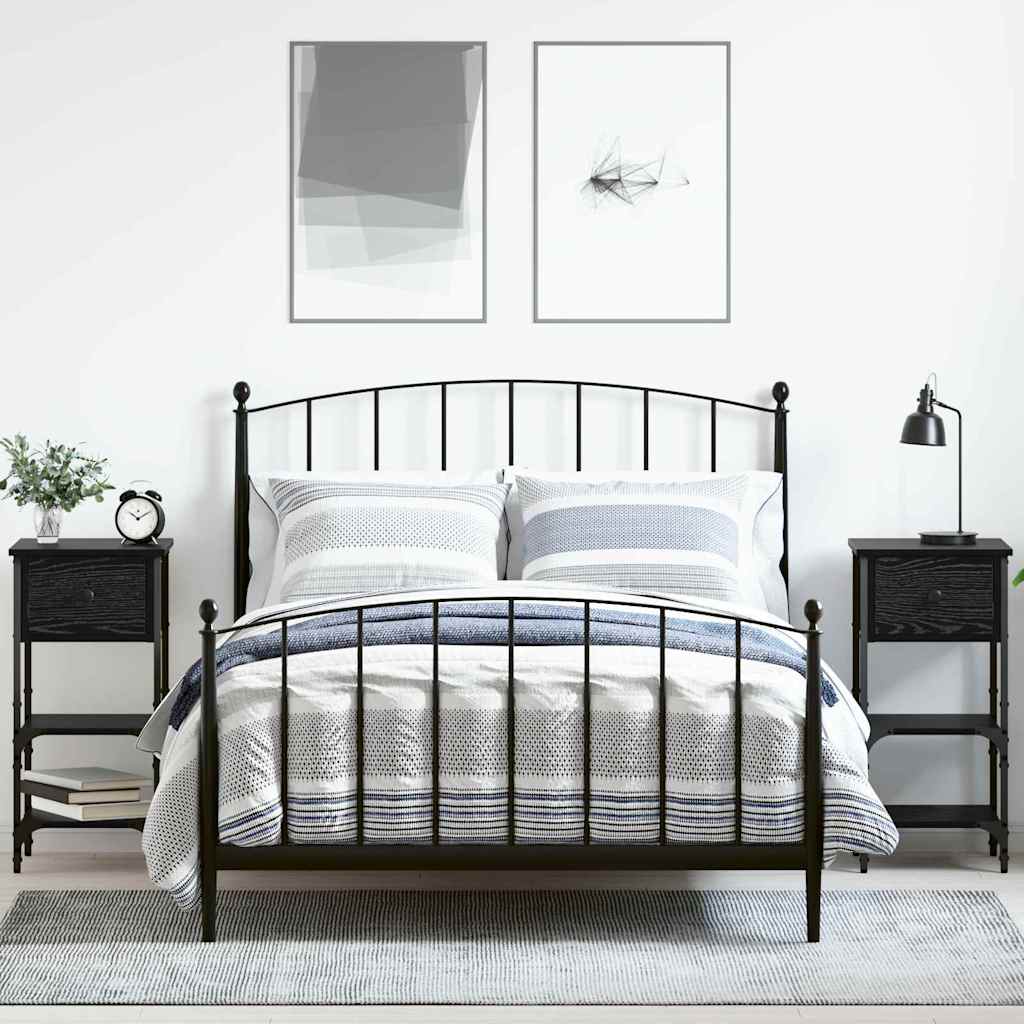 vidaXL Armario de Noche 2 uds. Roble Negro 33.5 x 36 x 70 cm