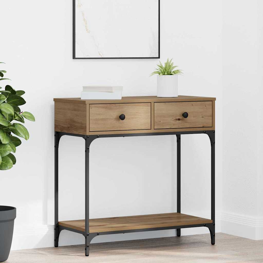 vidaXL Mesa Consola Roble artisan 75 x 34,5 x 75 cm