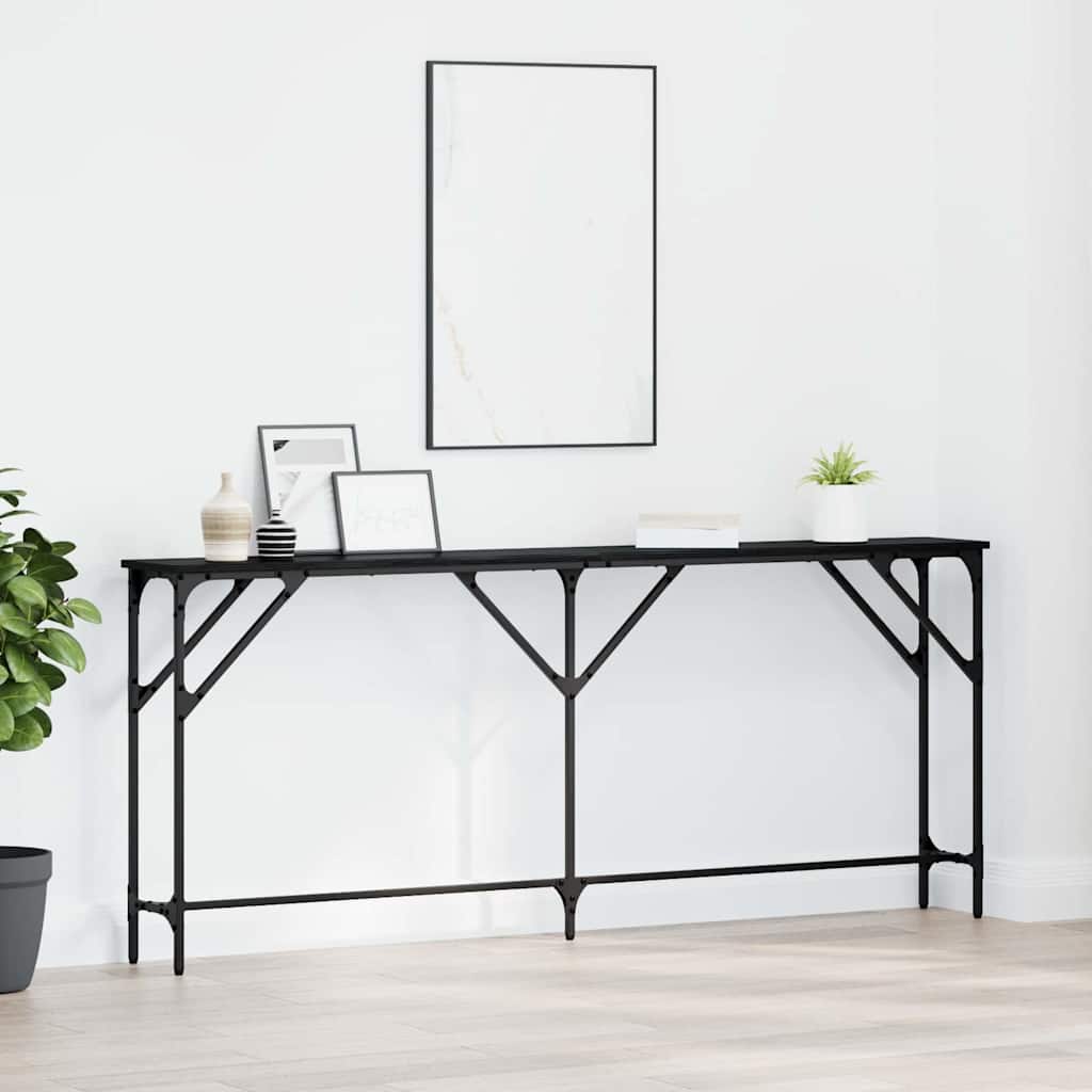 vidaXL Mesa Consola Roble negro 180 x 23 x 75 cm