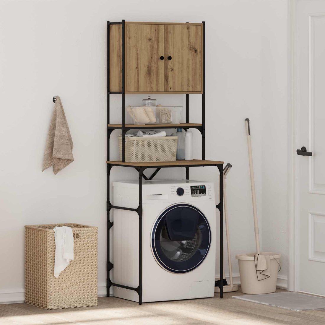 vidaXL Armario para lavadora Roble artisan 68 x 48,5 x 194 cm