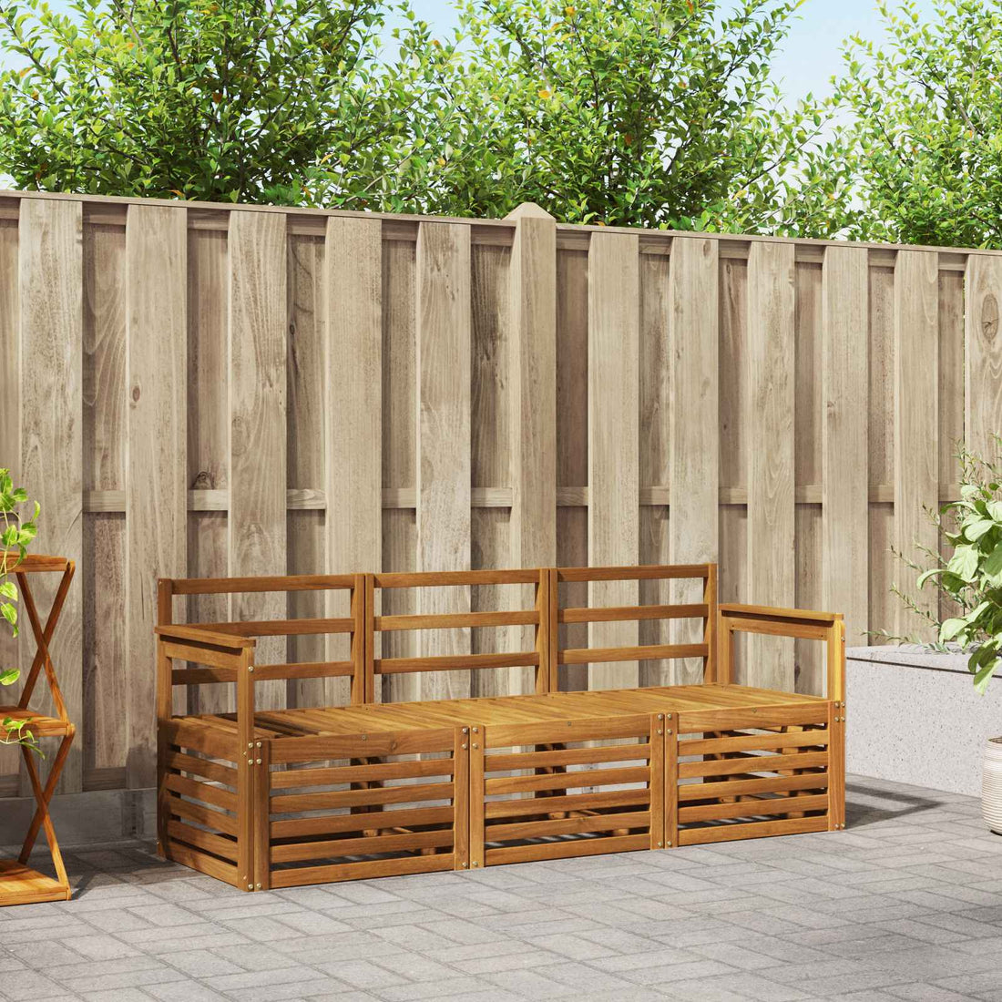vidaXL Juegos de sofás 3 uds. Natural Madera de Acacia Sólida
