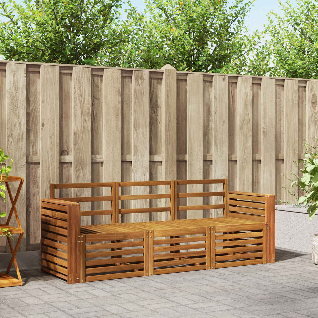 vidaXL Juegos de sofás 3 uds. Natural Madera de Acacia Sólida