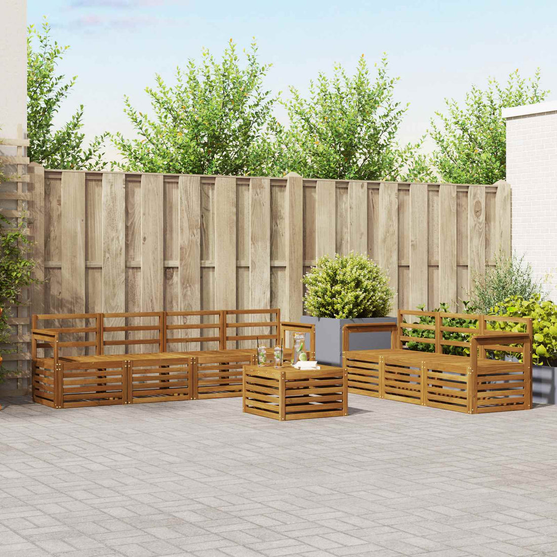 vidaXL Juegos de sofás 8 uds. Natural Madera de Acacia Sólida