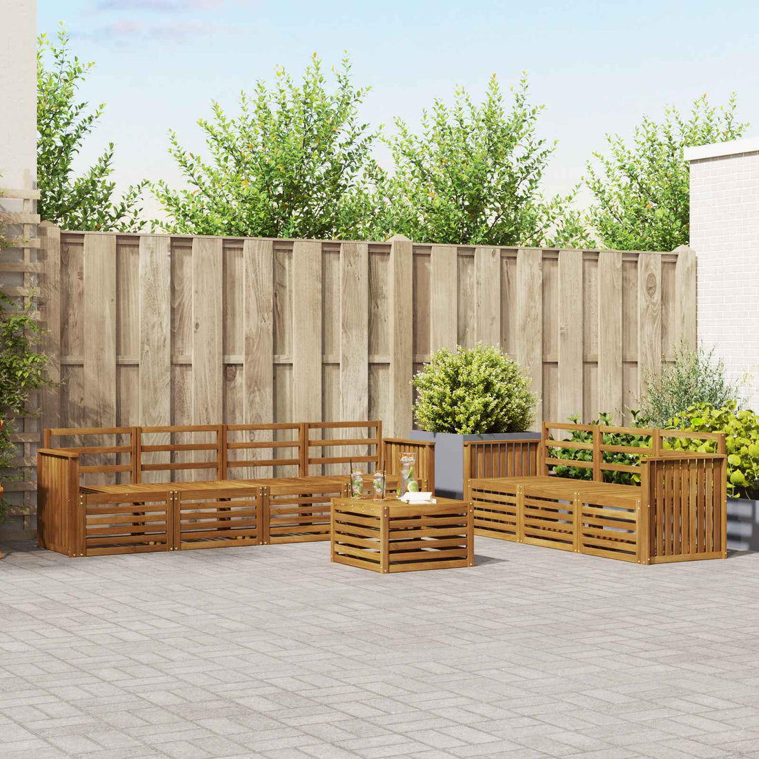 vidaXL Juegos de sofás 8 uds. Natural Madera de Acacia Sólida