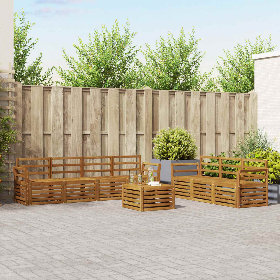 vidaXL Juegos de sofás 8 uds. Natural Madera de Acacia Sólida