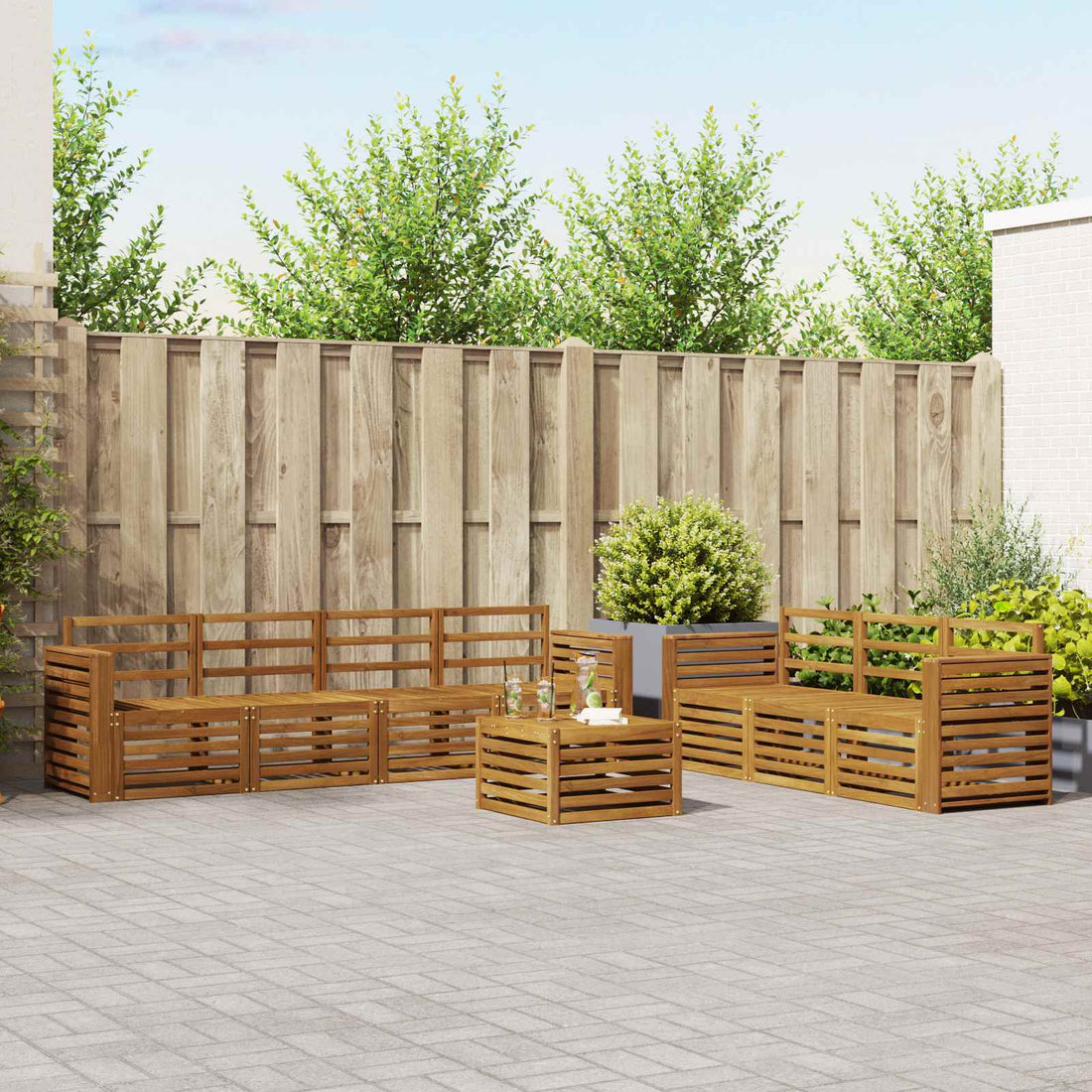 vidaXL Juegos de sofás 8 uds. Natural Madera de Acacia Sólida
