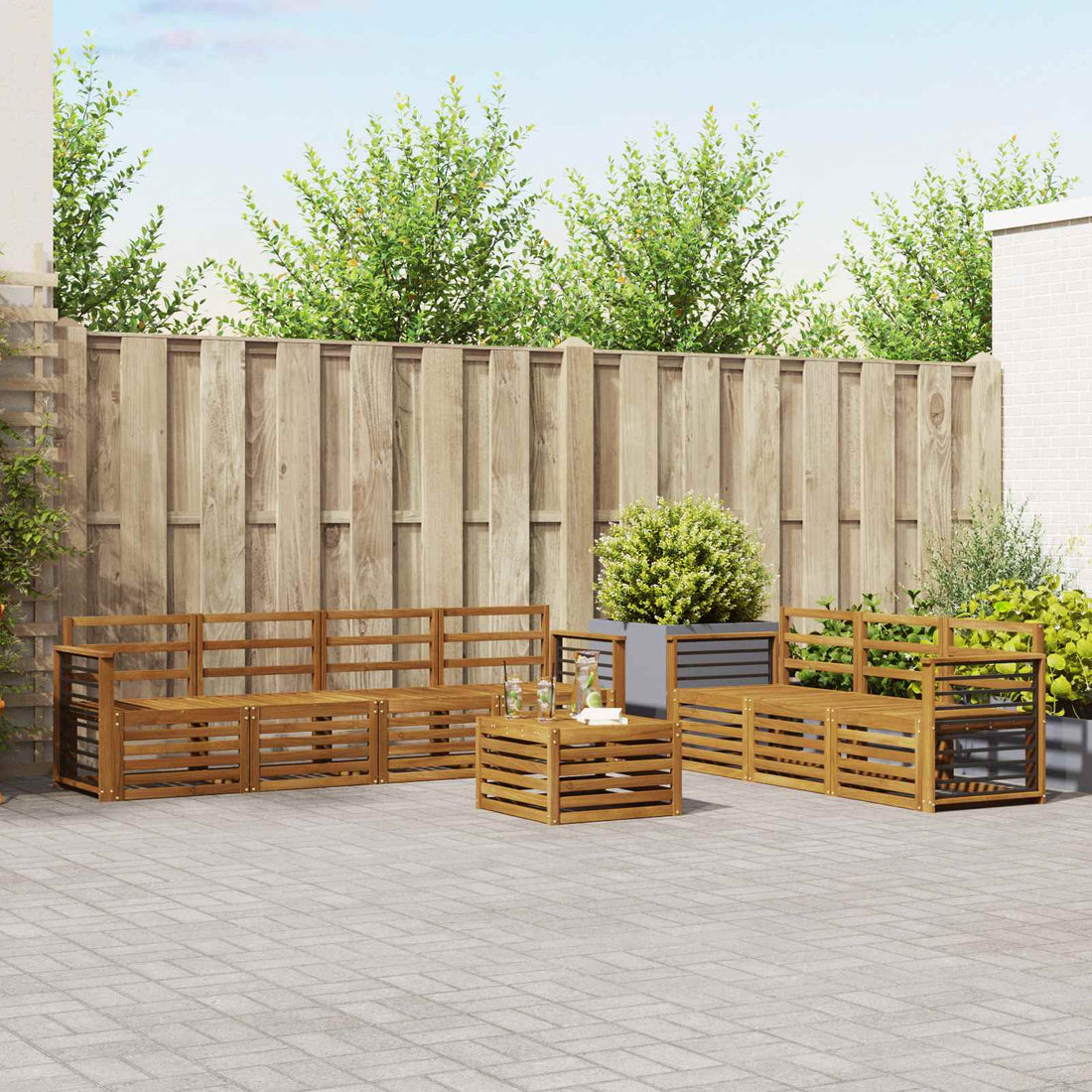 vidaXL Juegos de sofás 8 uds. Natural Madera de Acacia Sólida