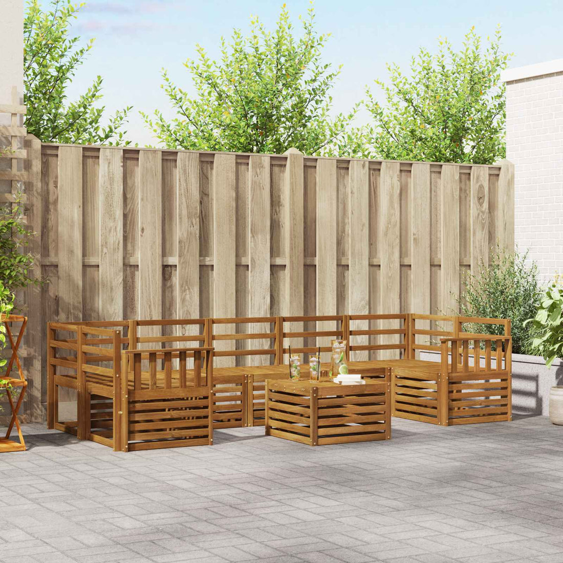 vidaXL Conjunto de sofás de exterior 8 uds. Natural