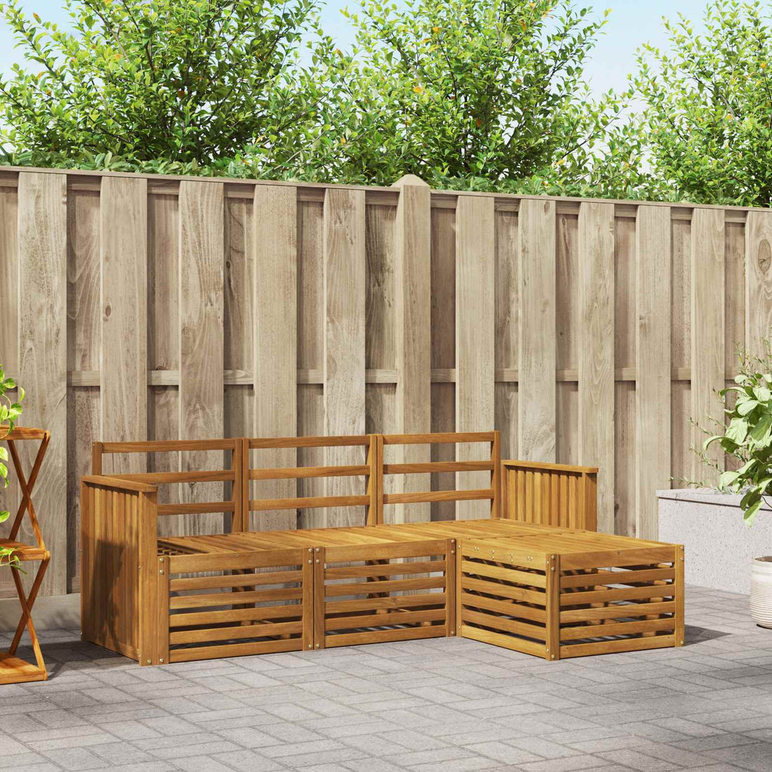 vidaXL Conjunto de sofás de exterior 4 uds. Natural