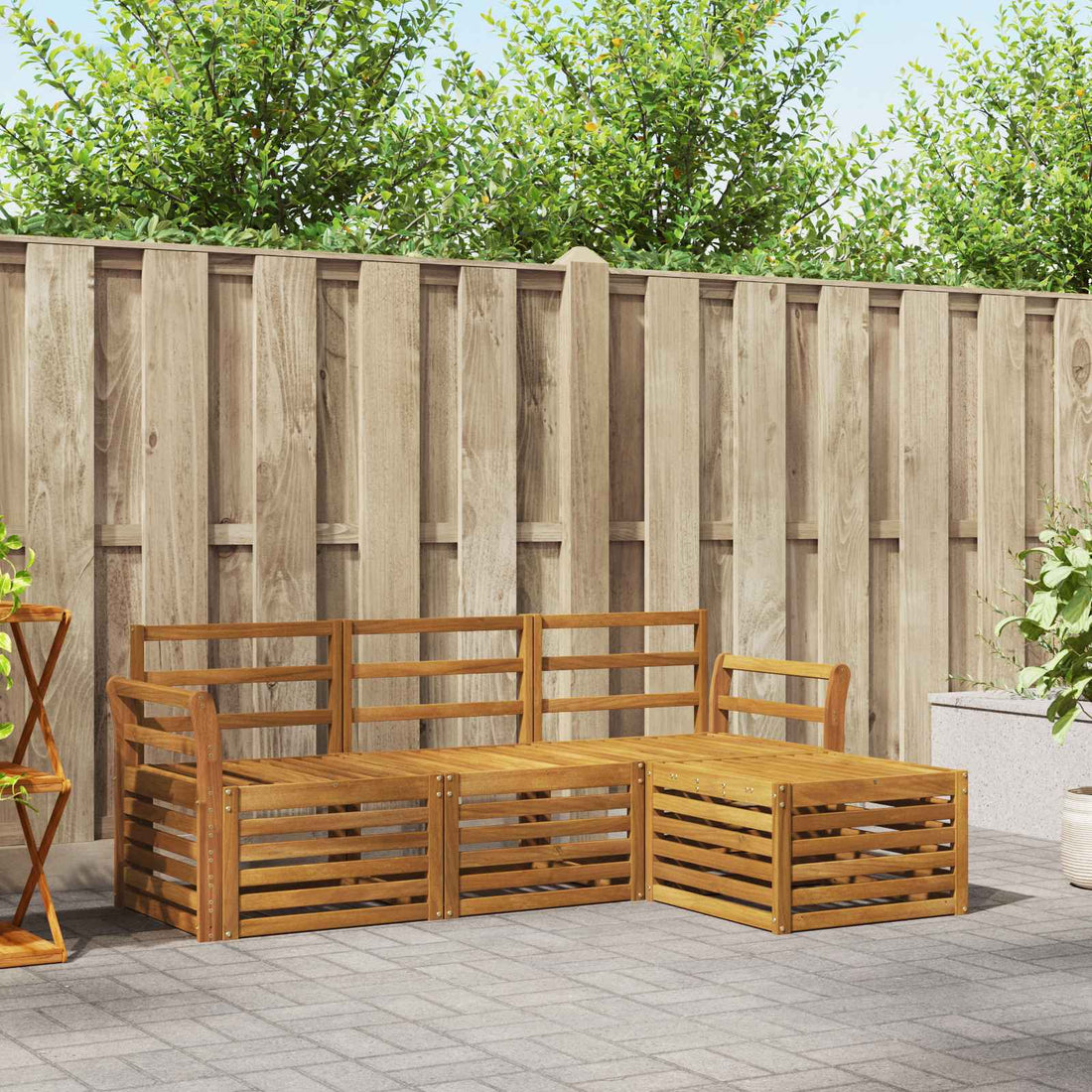 vidaXL Conjunto de sofás de exterior 4 uds. Natural