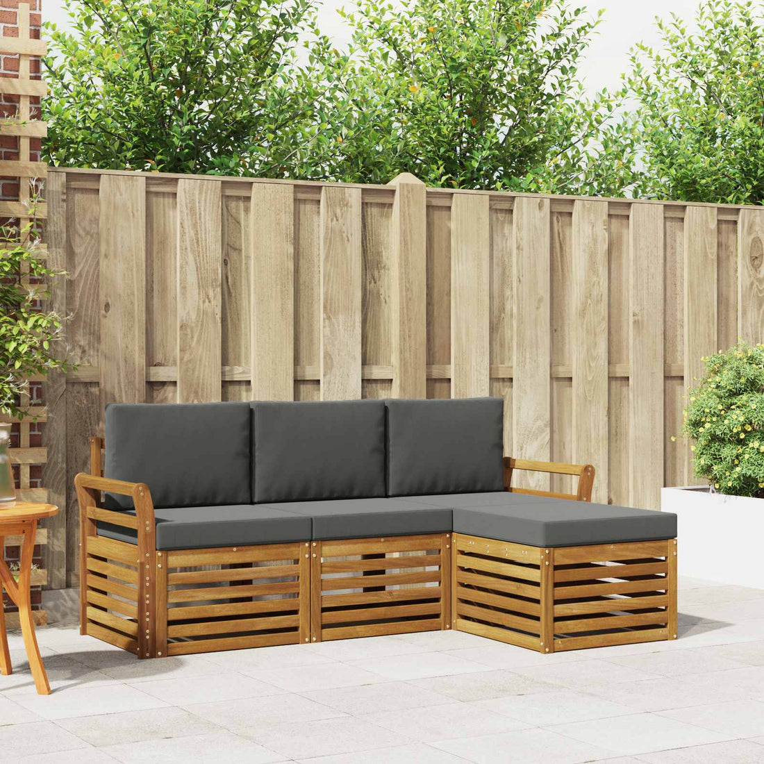 vidaXL Conjunto de sofás de exterior 4 uds. Natural y Antracita
