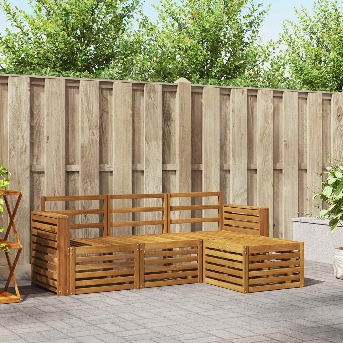 vidaXL Conjunto de sofás de exterior 4 uds. Natural