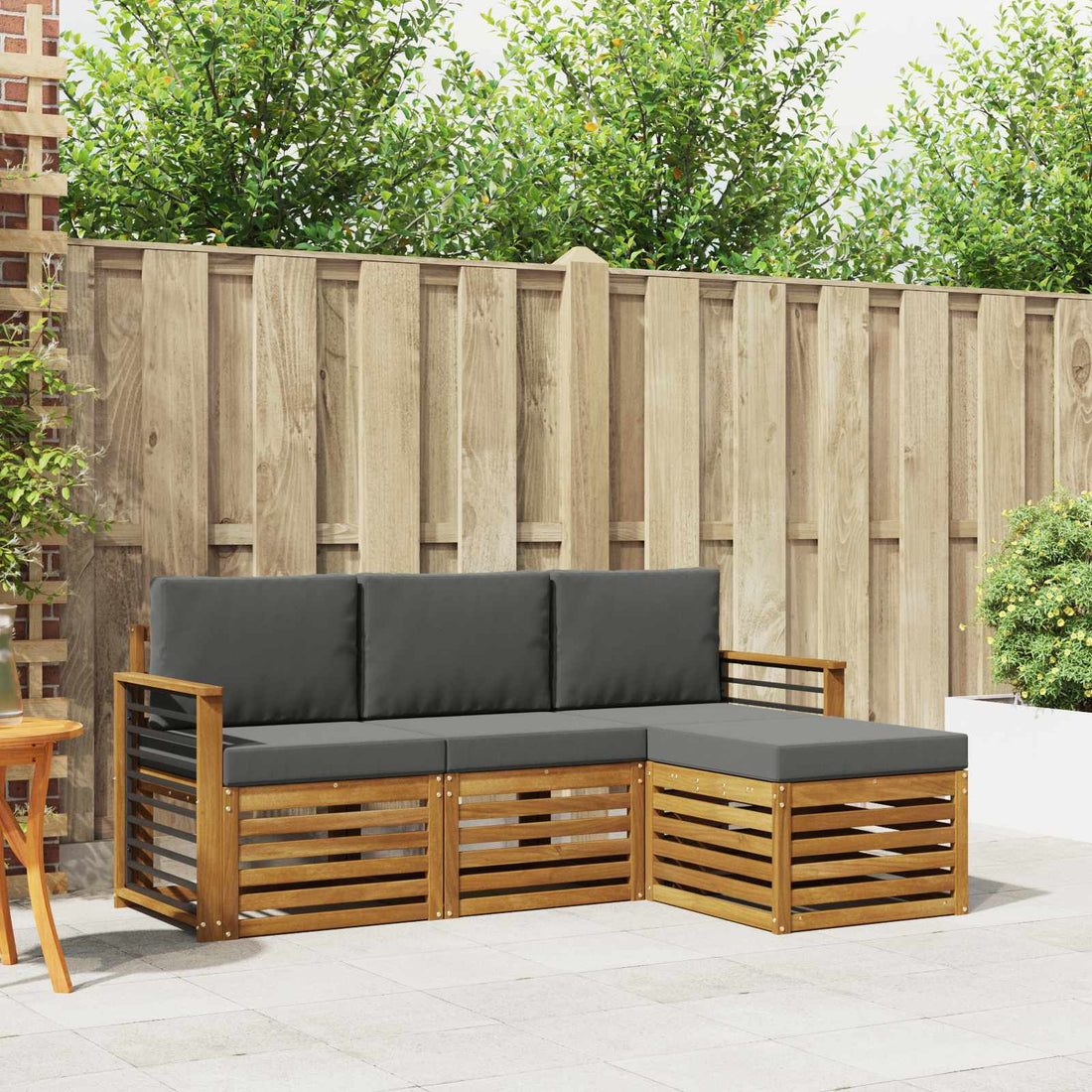 vidaXL Conjunto de sofás de exterior 4 uds. Natural y Antracita