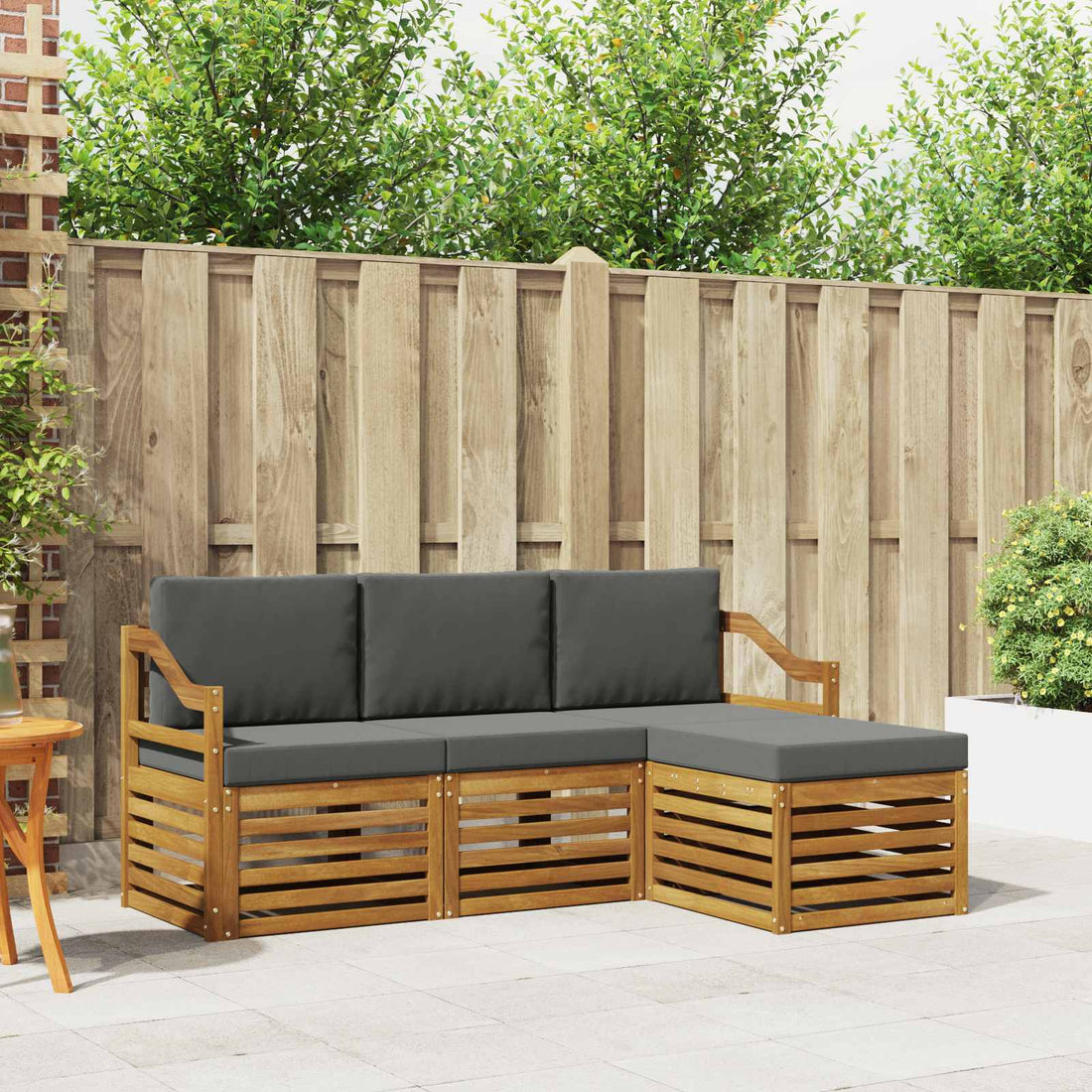 vidaXL Conjunto de sofás de exterior 4 uds. Natural y Antracita
