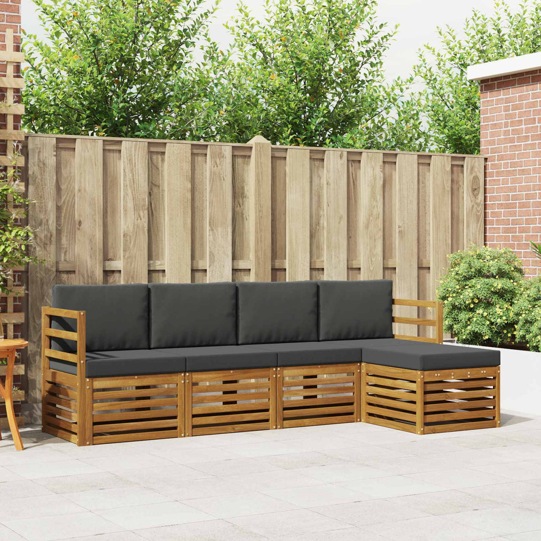 vidaXL Conjunto de sofás de exterior 5 uds. Natural y Antracita