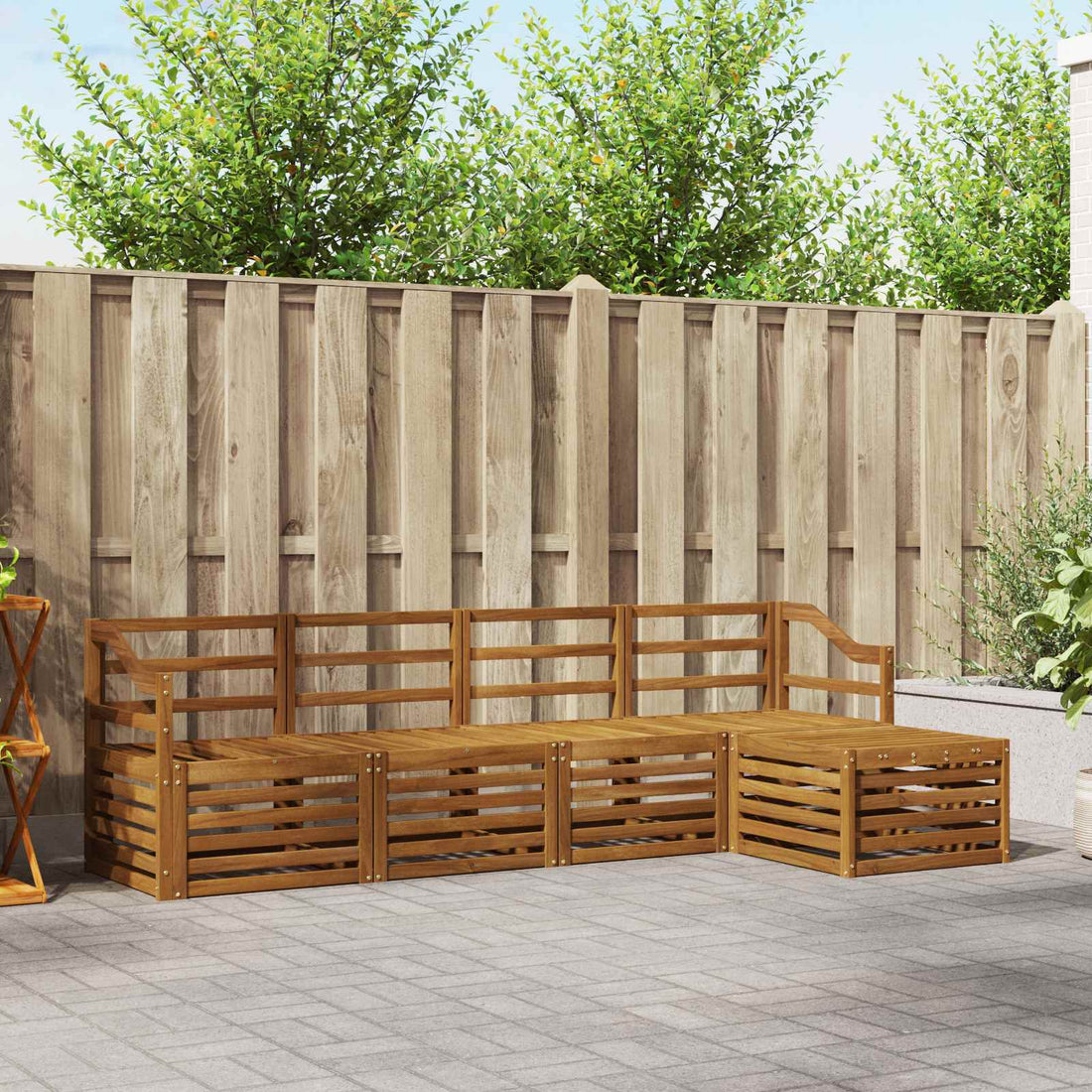 vidaXL Conjunto de sofás de exterior 5 uds. Natural