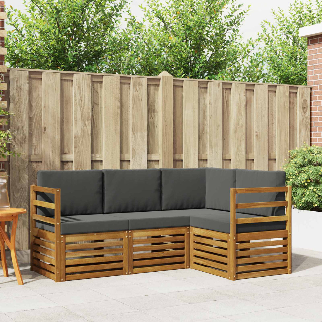 vidaXL Conjunto de sofás de exterior 4 uds. Natural y Antracita