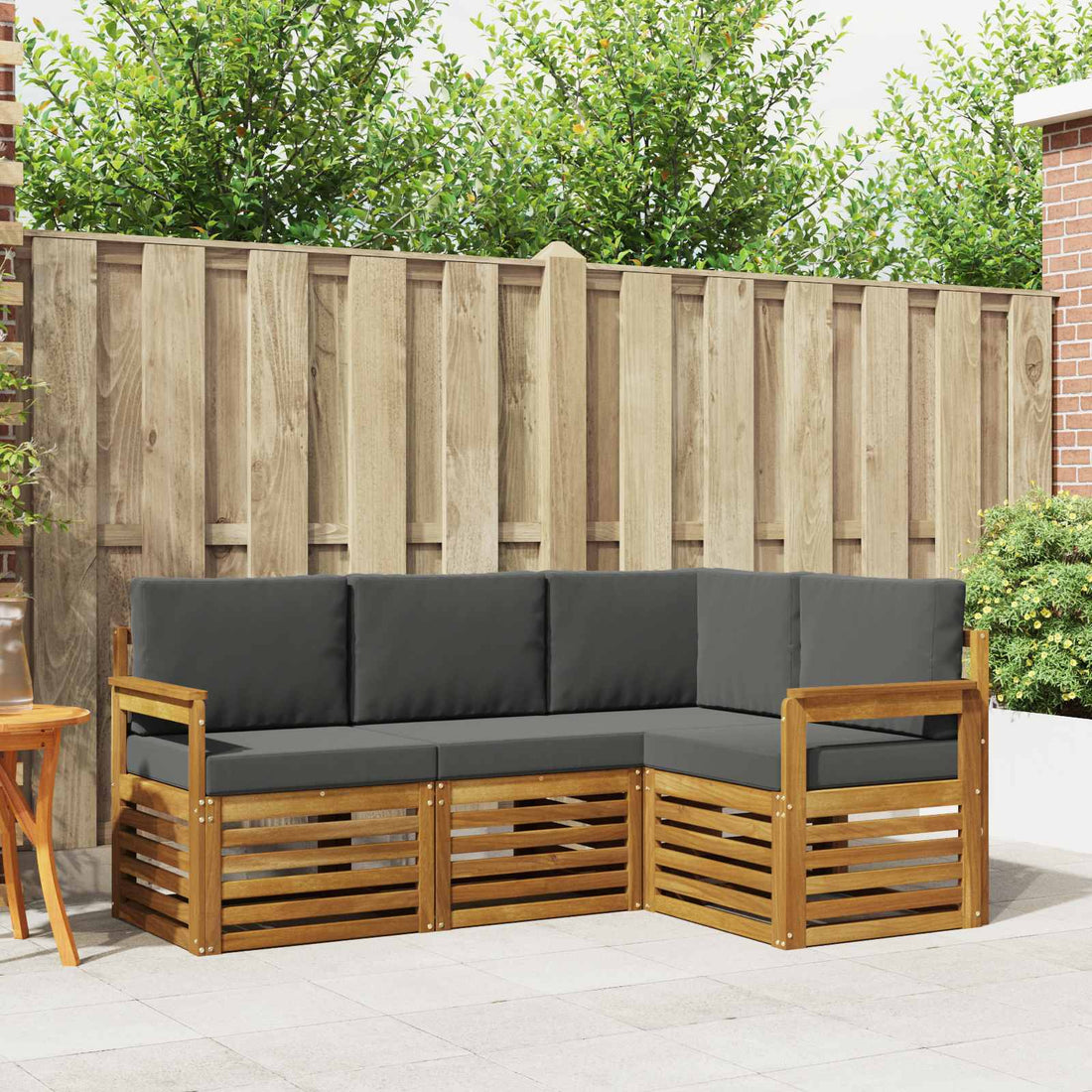 vidaXL Conjunto de sofás de exterior 4 uds. Natural y Antracita