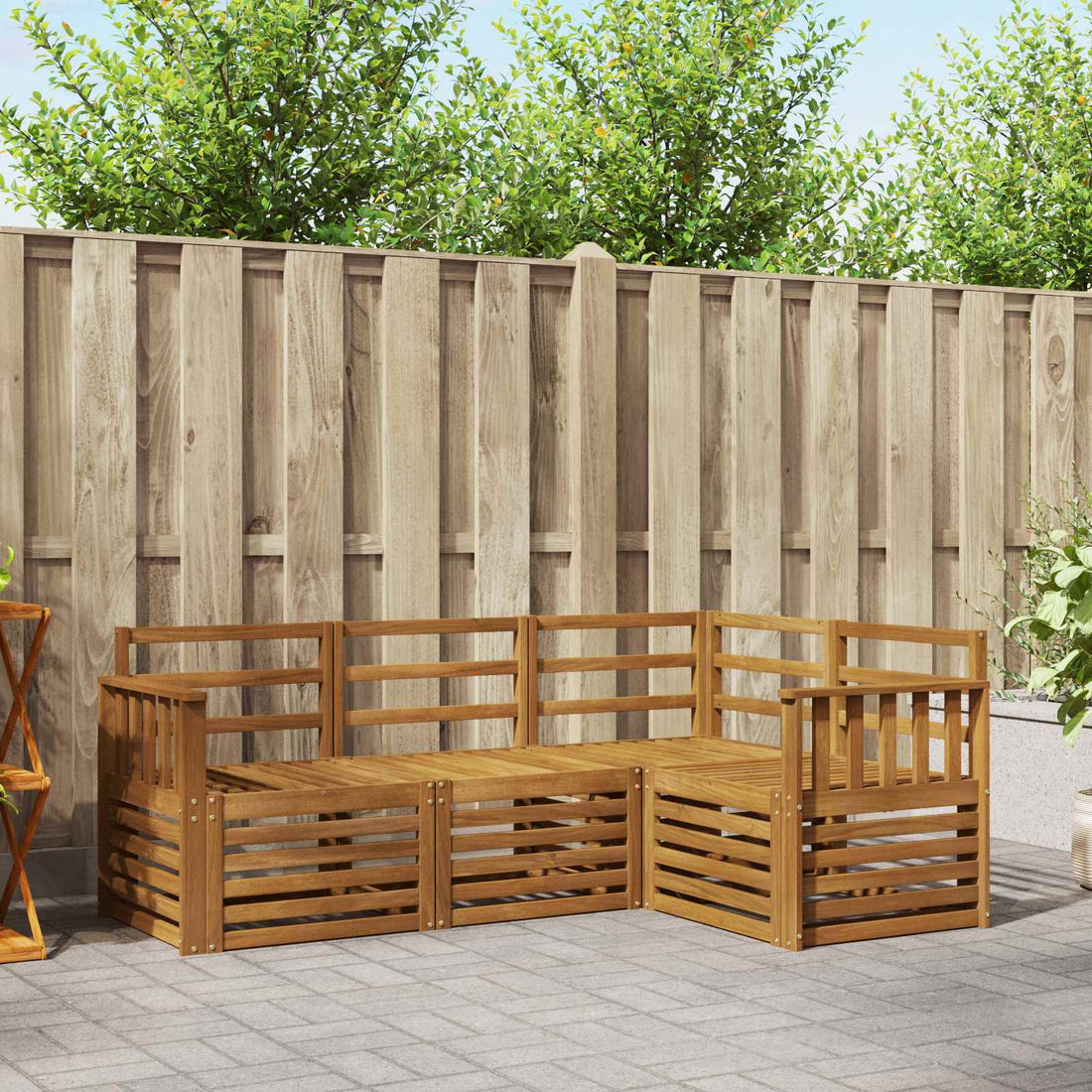 vidaXL Conjunto de sofás de exterior 4 uds. Natural Poliéster