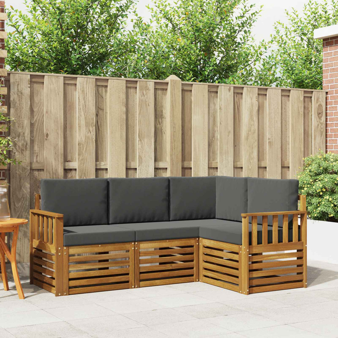 vidaXL Conjunto de sofás de exterior 4 uds. Natural y Antracita