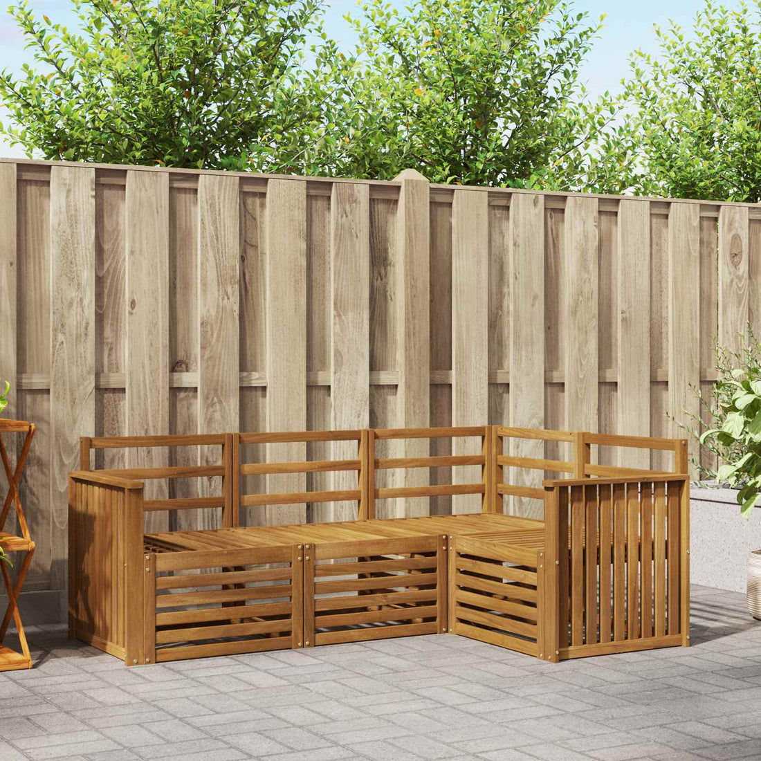 vidaXL Conjunto de sofás de exterior 4 uds. Natural Poliéster
