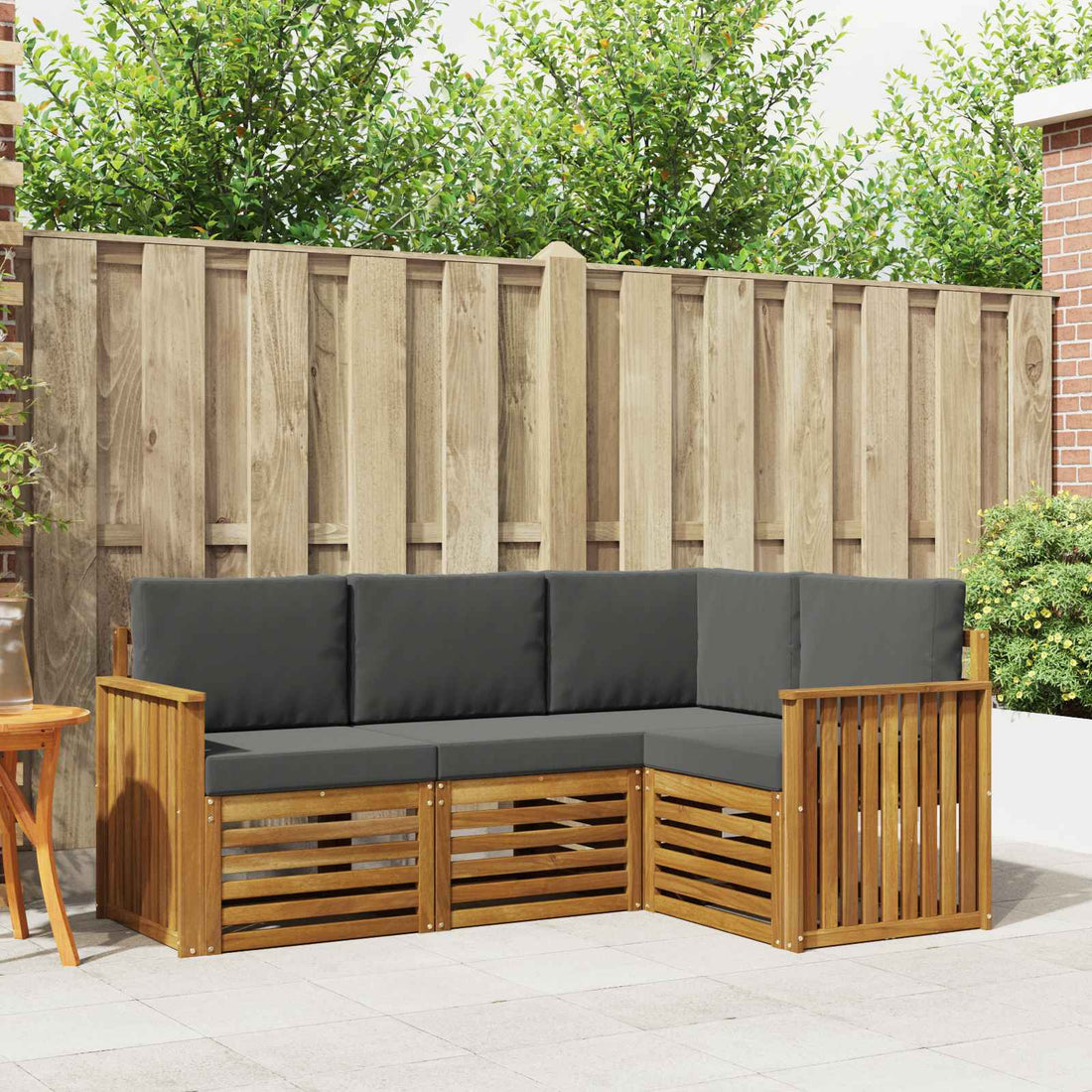 vidaXL Conjunto de sofás de exterior 4 uds. Natural y Antracita