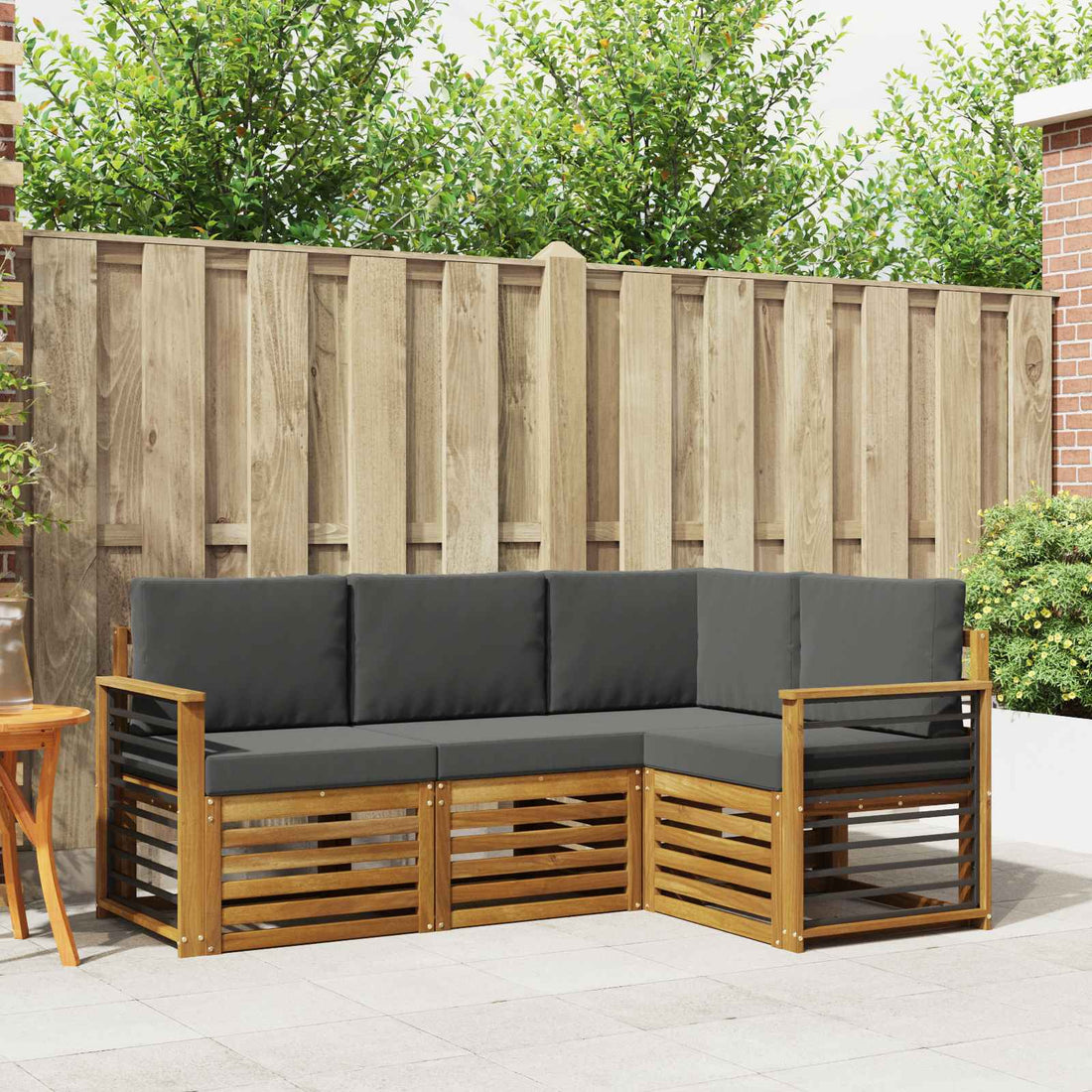 vidaXL Conjunto de sofás de exterior 4 uds. Natural y Antracita