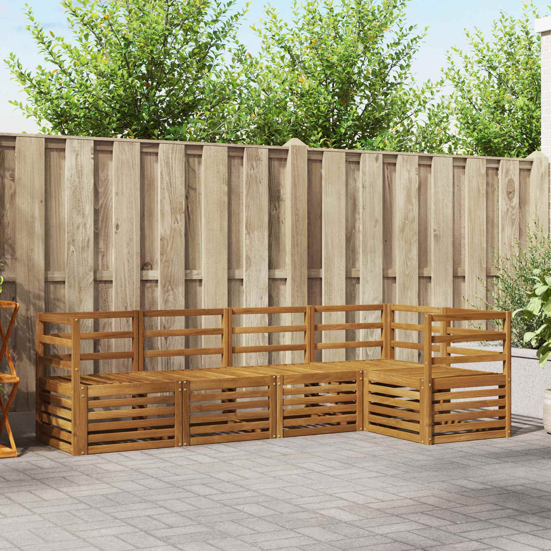 vidaXL Conjunto de sofás de exterior 5 uds. Natural Poliéster