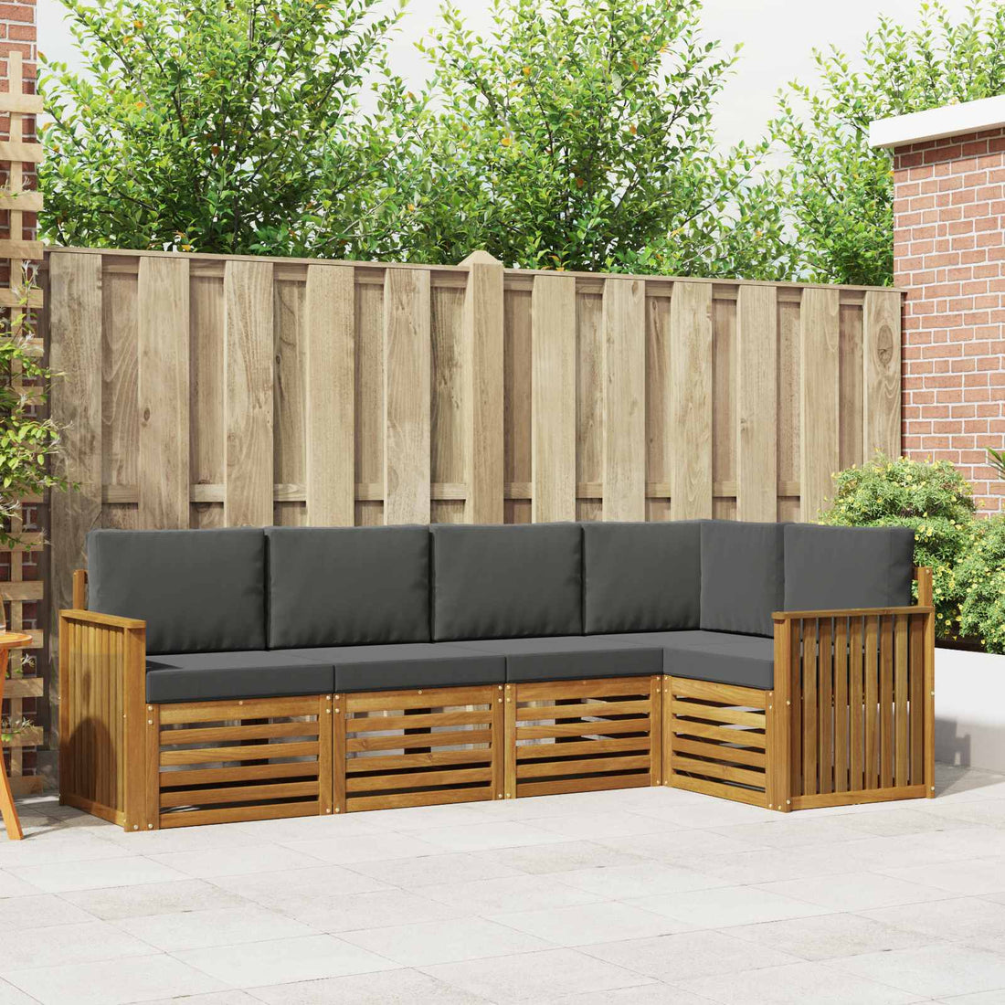 vidaXL Conjunto de sofás de exterior 5 uds. Natural y Antracita
