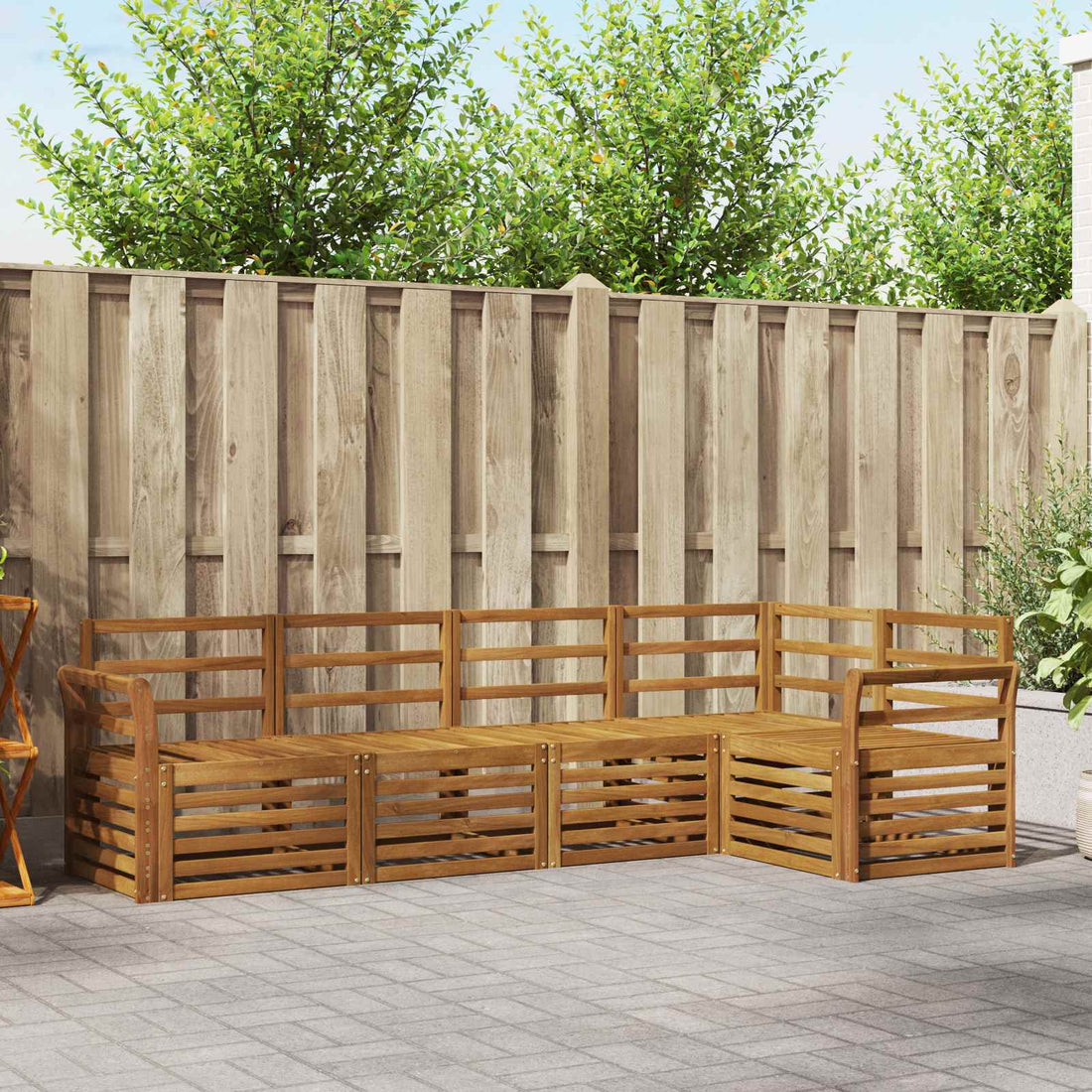 vidaXL Conjunto de sofás de exterior 5 uds. Natural Poliéster