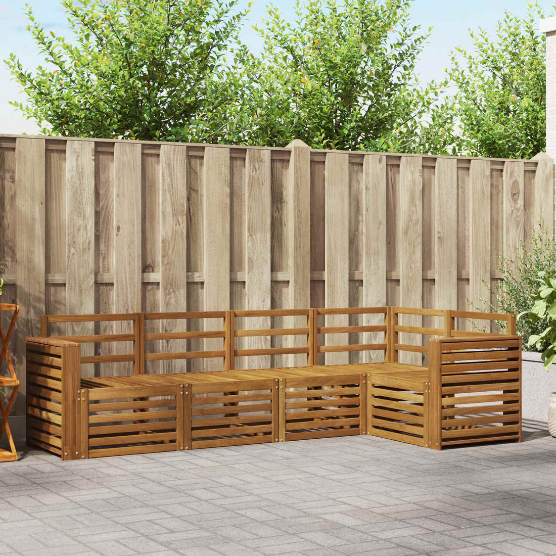 vidaXL Conjunto de sofás de exterior 5 uds. Natural Poliéster