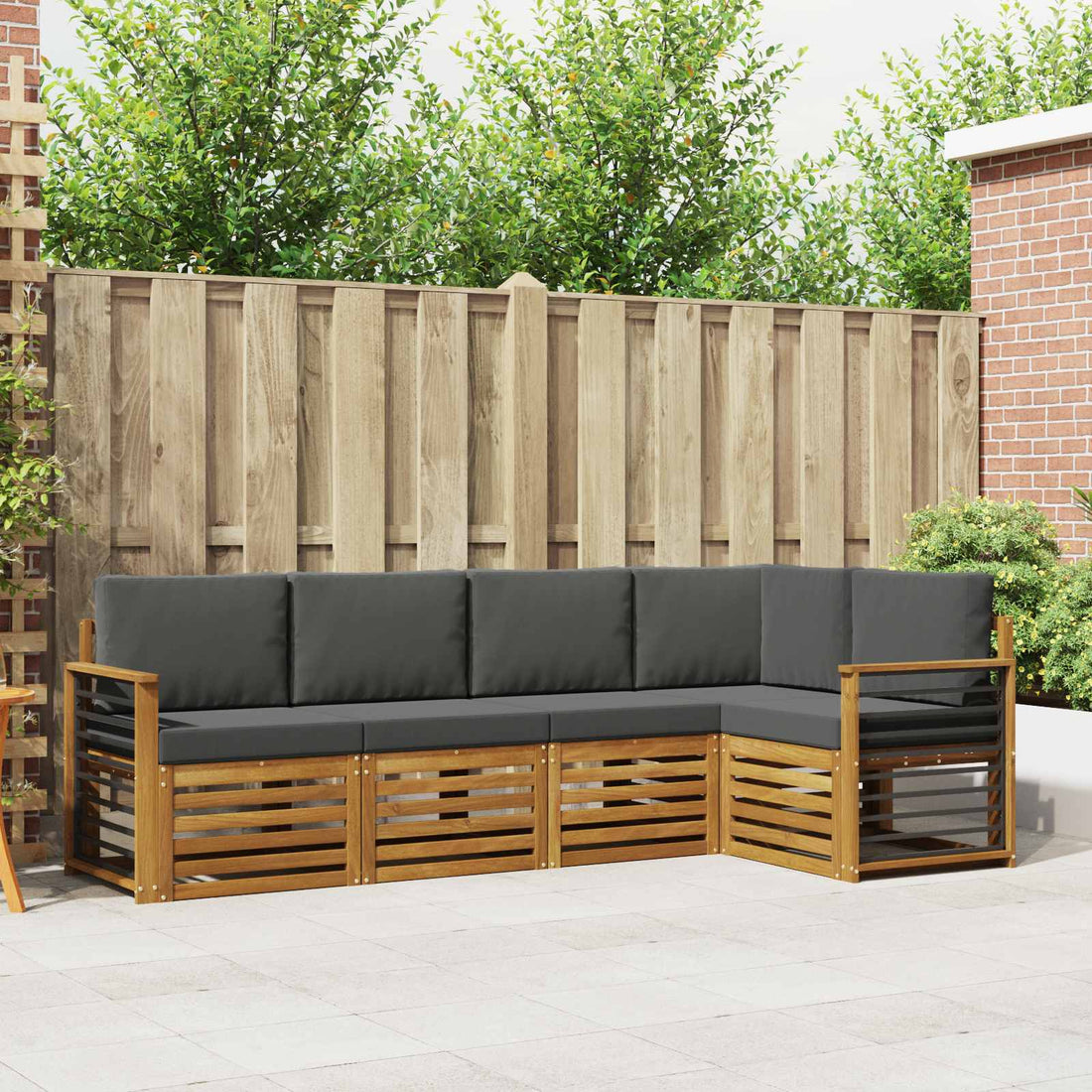vidaXL Conjunto de sofás de exterior 5 uds. Natural y Antracita