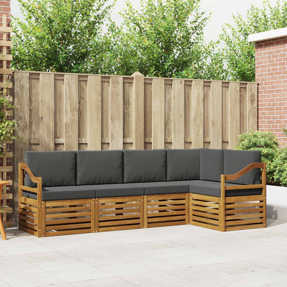 vidaXL Conjunto de sofás de exterior 5 uds. Natural y Antracita