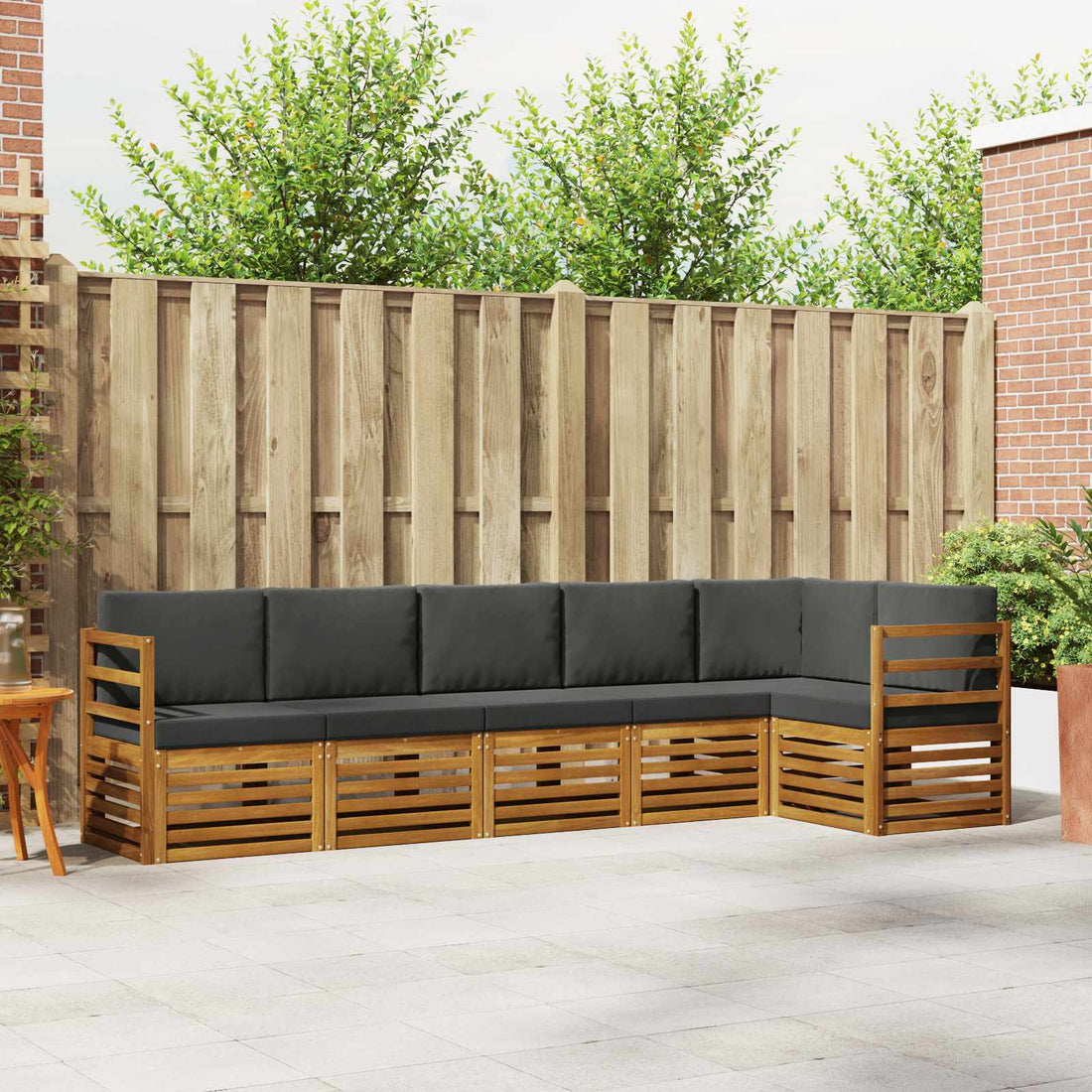 vidaXL Conjunto de sofás de exterior 6 uds. Natural y Antracita