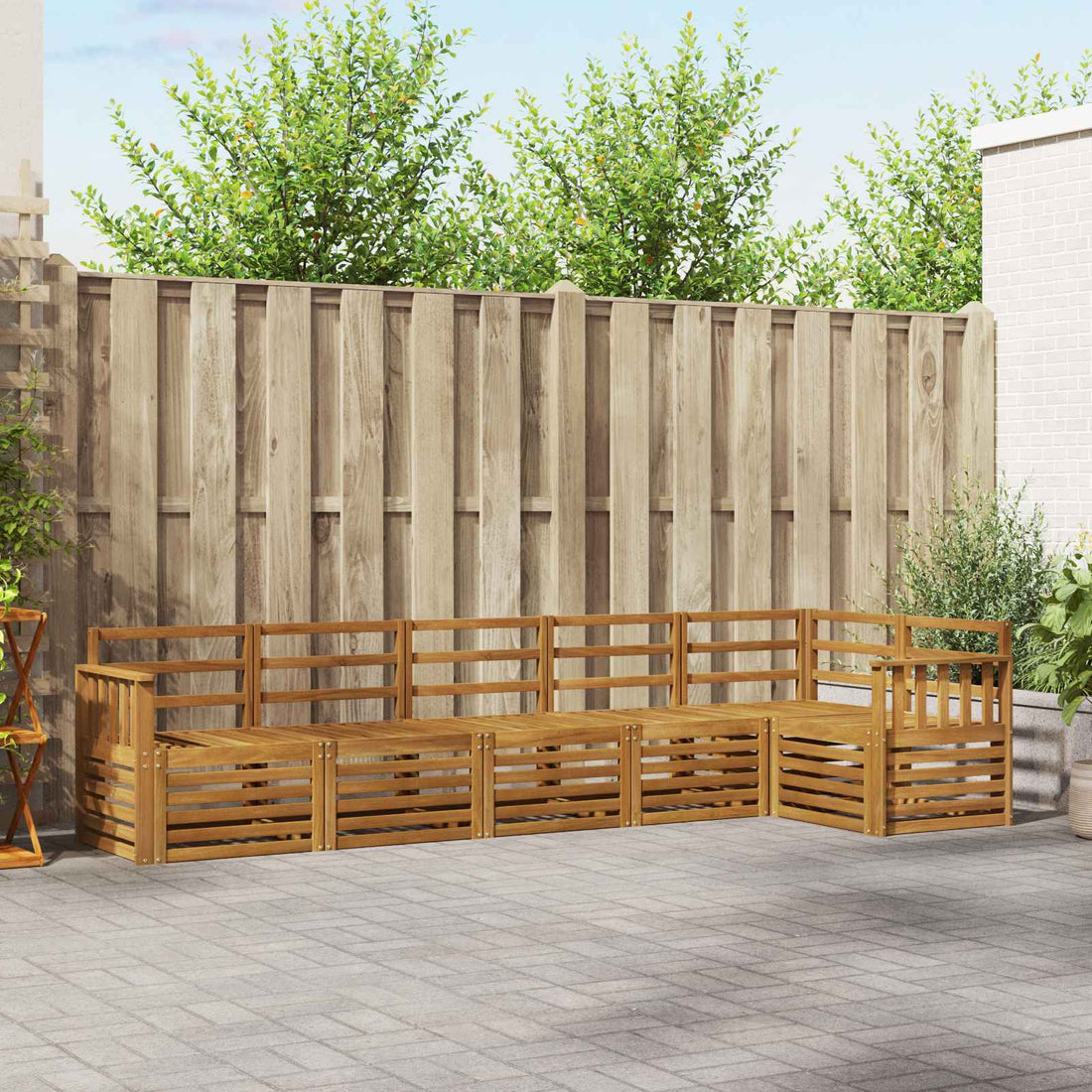 vidaXL Conjunto de sofás de exterior 6 uds. Natural Poliéster