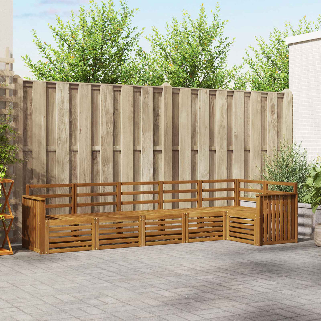 vidaXL Conjunto de sofás de exterior 6 uds. Natural Poliéster