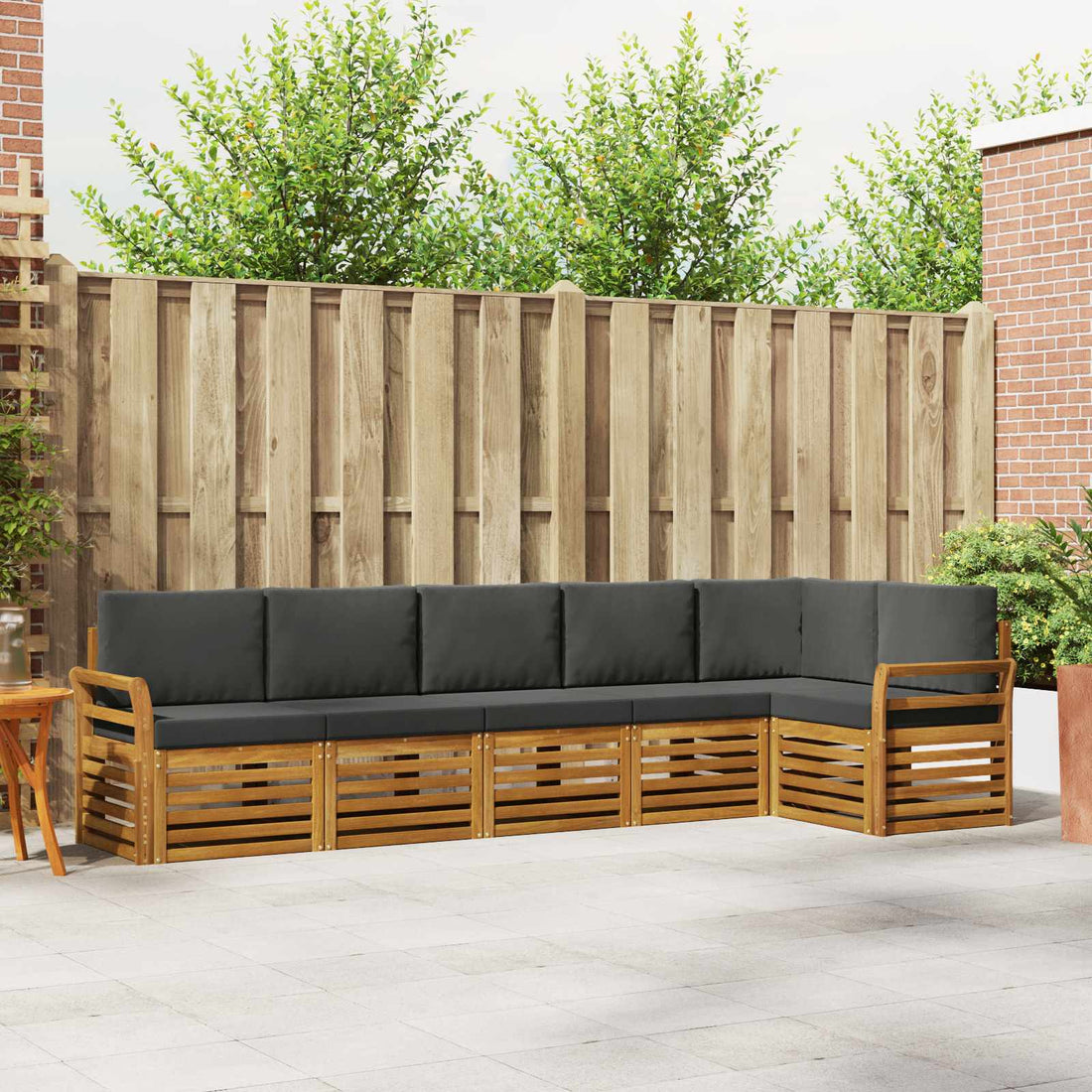 vidaXL Conjunto de sofás de exterior 6 uds. Natural y Antracita