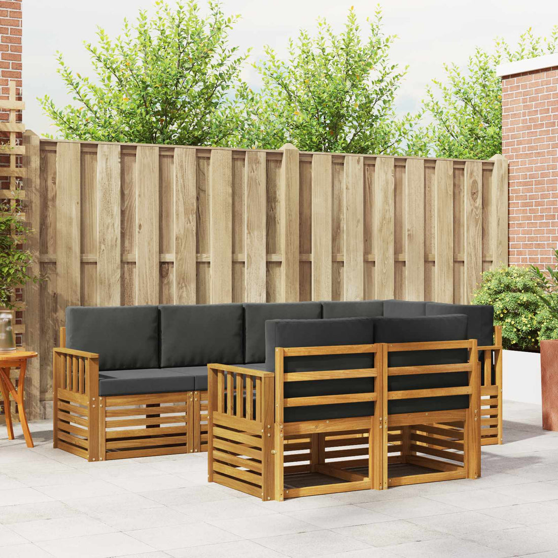 vidaXL Conjunto de sofás de exterior 7 uds. Natural y Antracita