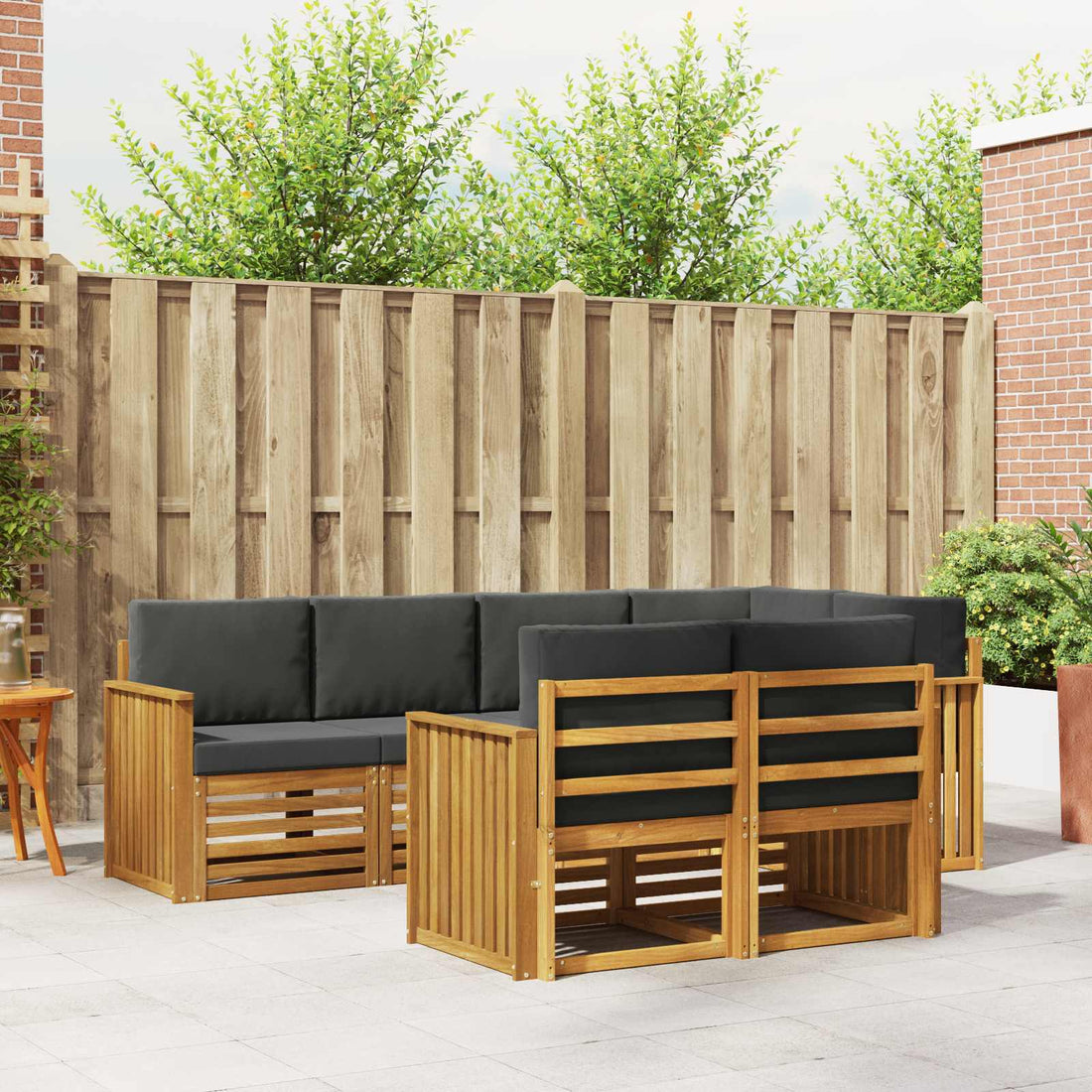 vidaXL Conjunto de sofás de exterior 7 uds. Natural y Antracita