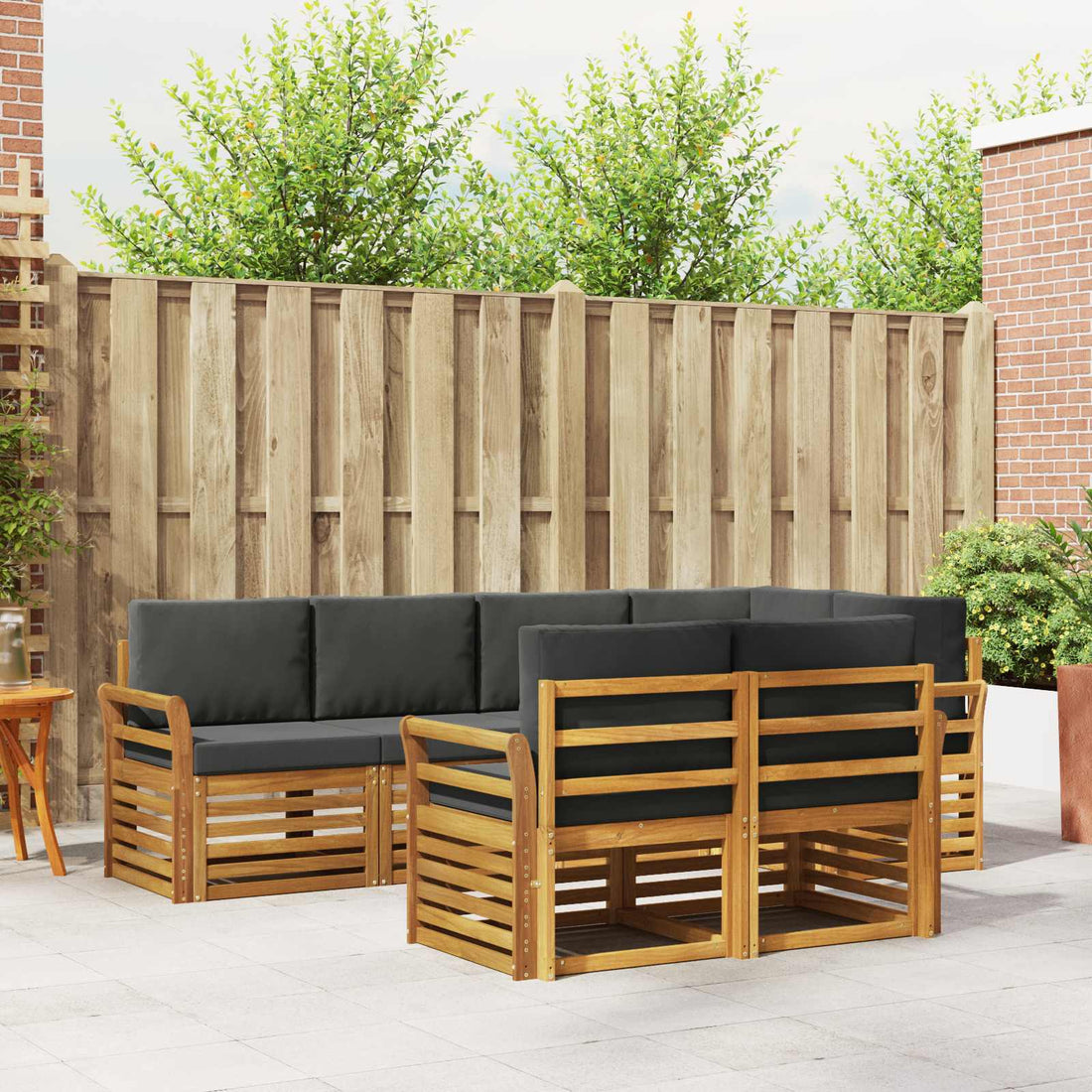 vidaXL Conjunto de sofás de exterior 7 uds. Natural y Antracita