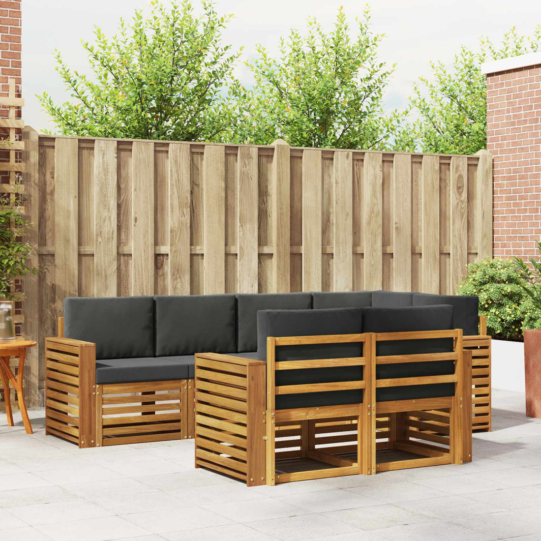 vidaXL Conjunto de sofás de exterior 7 uds. Natural y Antracita