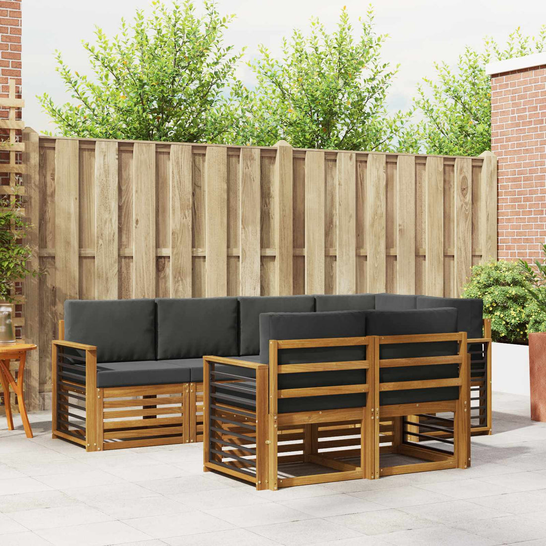 vidaXL Conjunto de sofás de exterior 7 uds. Natural y Antracita