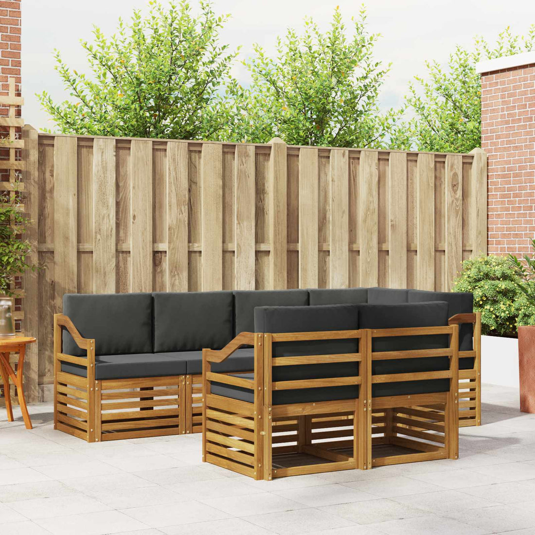 vidaXL Conjunto de sofás de exterior 7 uds. Natural y Antracita