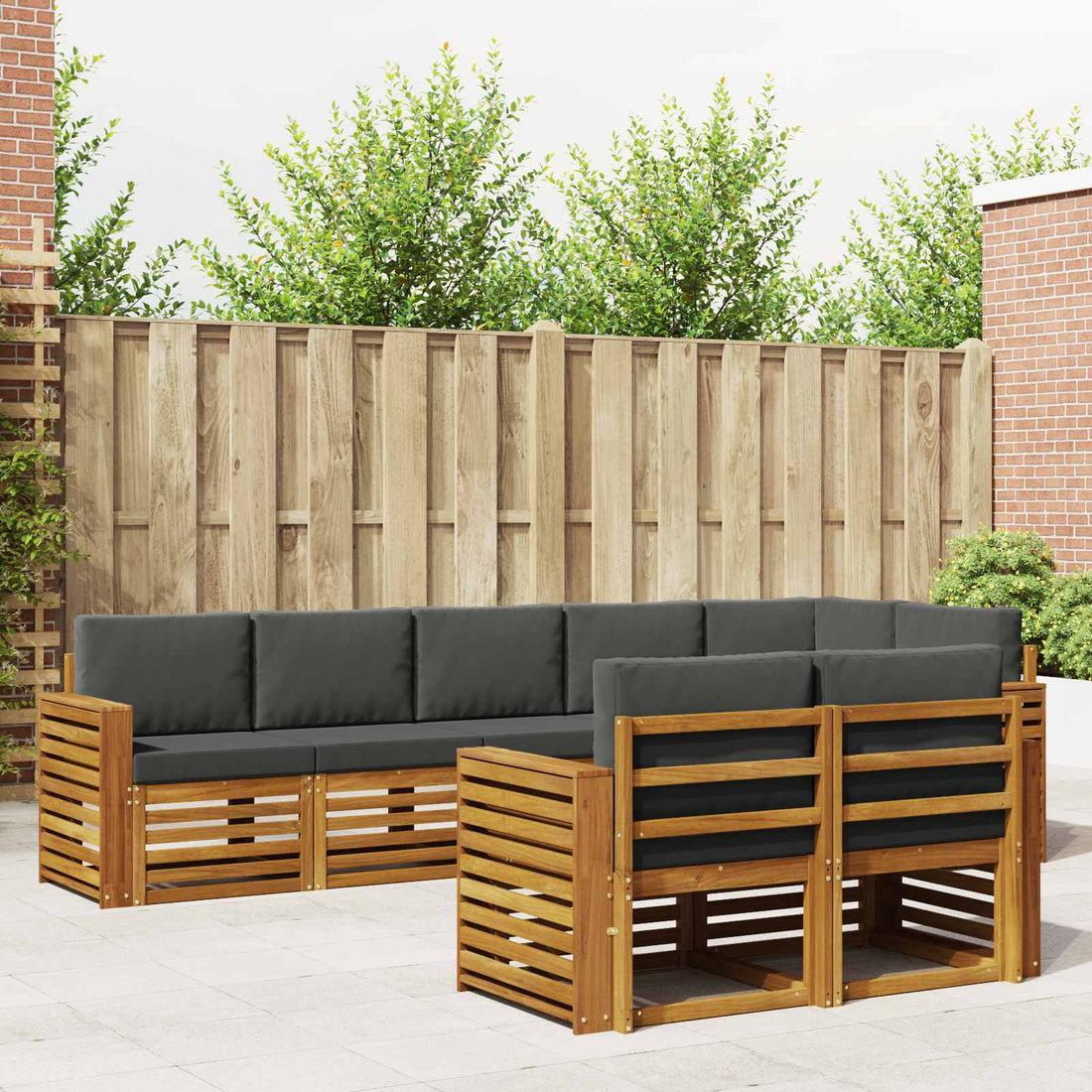 vidaXL Conjunto de sofás de exterior 8 uds. Natural y Antracita